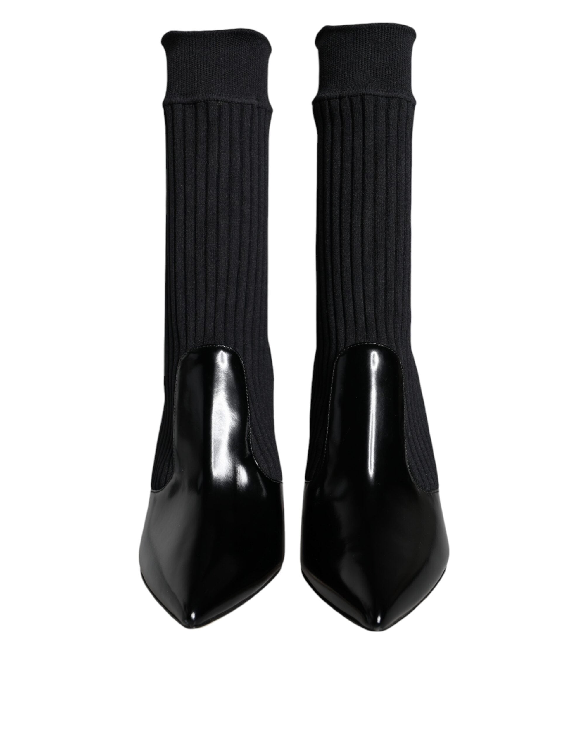 Dolce &amp; Gabbana Schwarze Stretch-Stilettos-Booties-Sockenschuhe