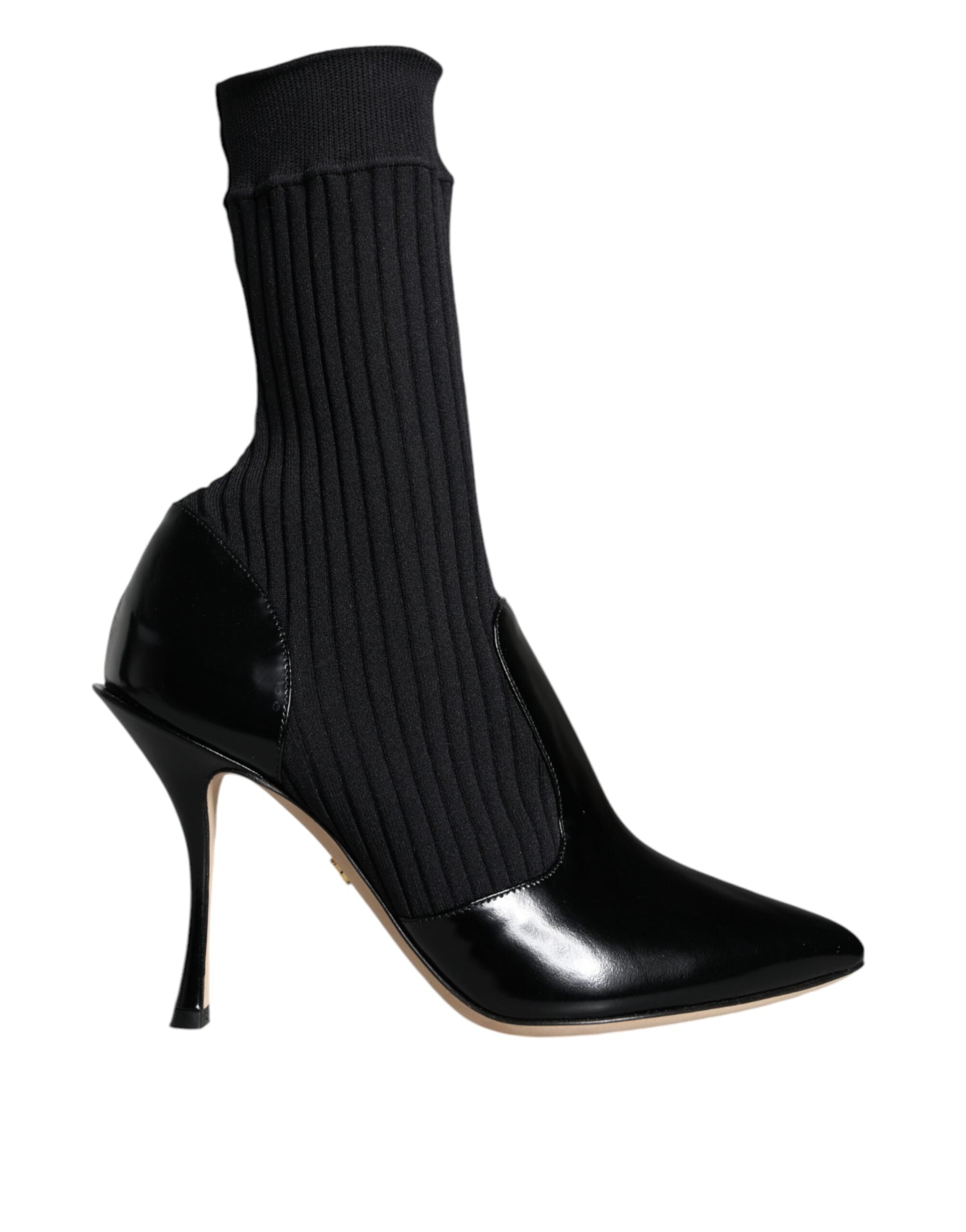 Dolce &amp; Gabbana Schwarze Stretch-Stilettos-Booties-Sockenschuhe