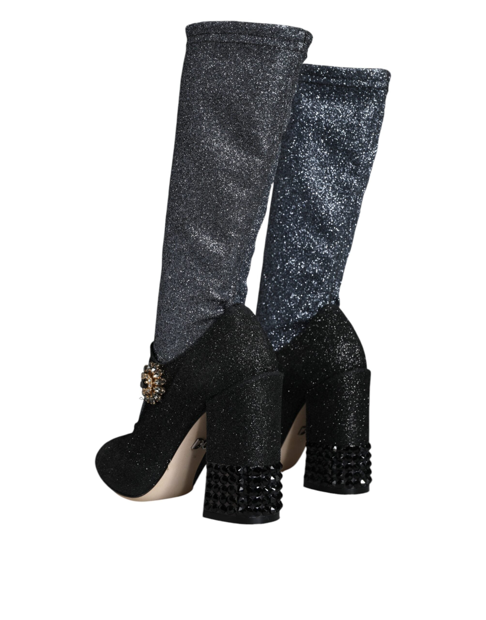 Dolce &amp; Gabbana – Mary Janes-Stiefeletten mit Kristallen in Schwarz