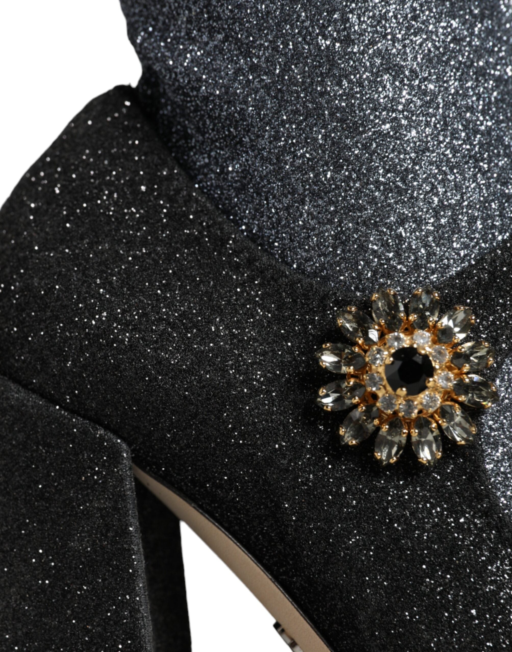 Dolce &amp; Gabbana – Mary Janes-Stiefeletten mit Kristallen in Schwarz