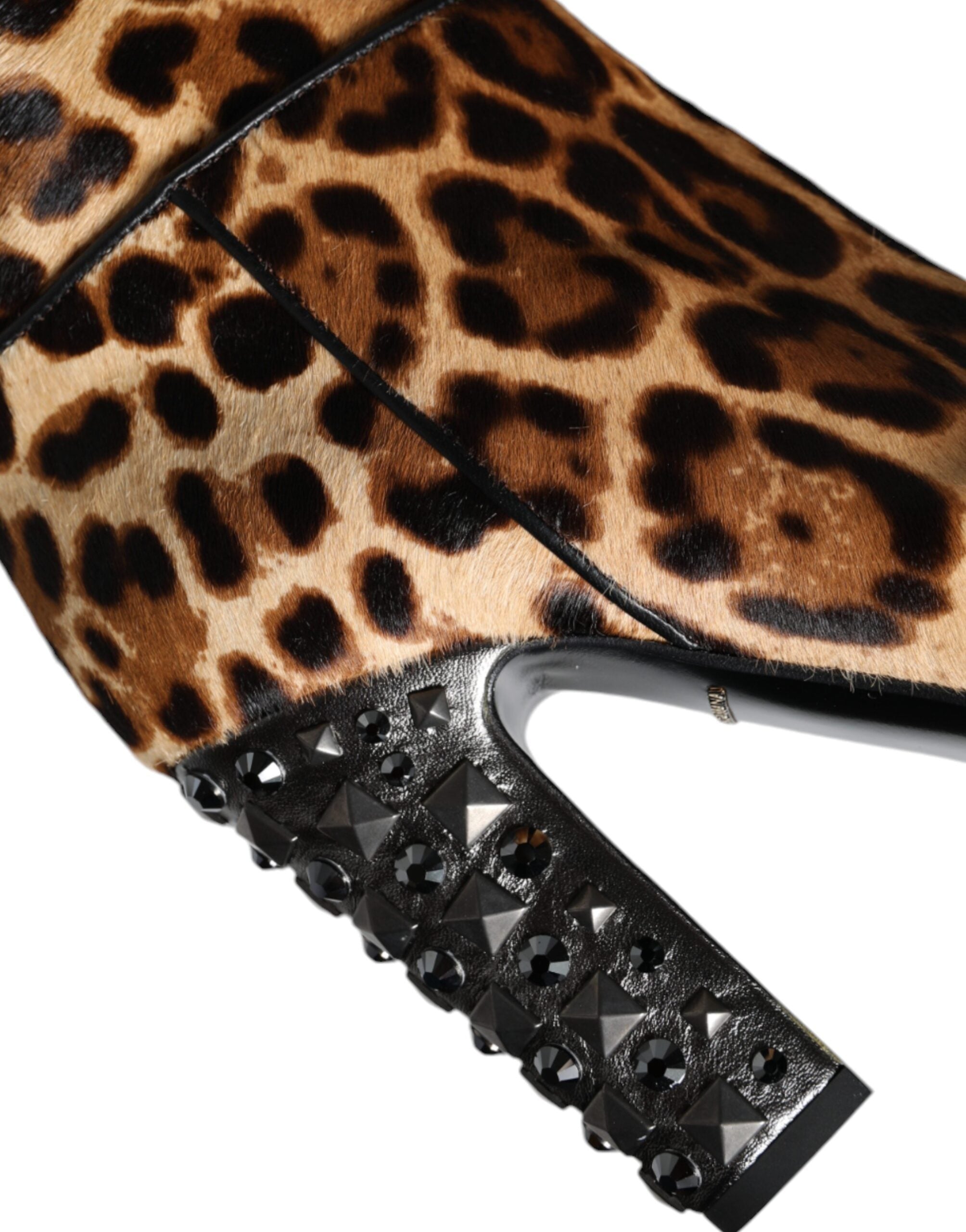 Cizme până la genunchi Dolce &amp; Gabbana bej și negre cu imprimeu leopard