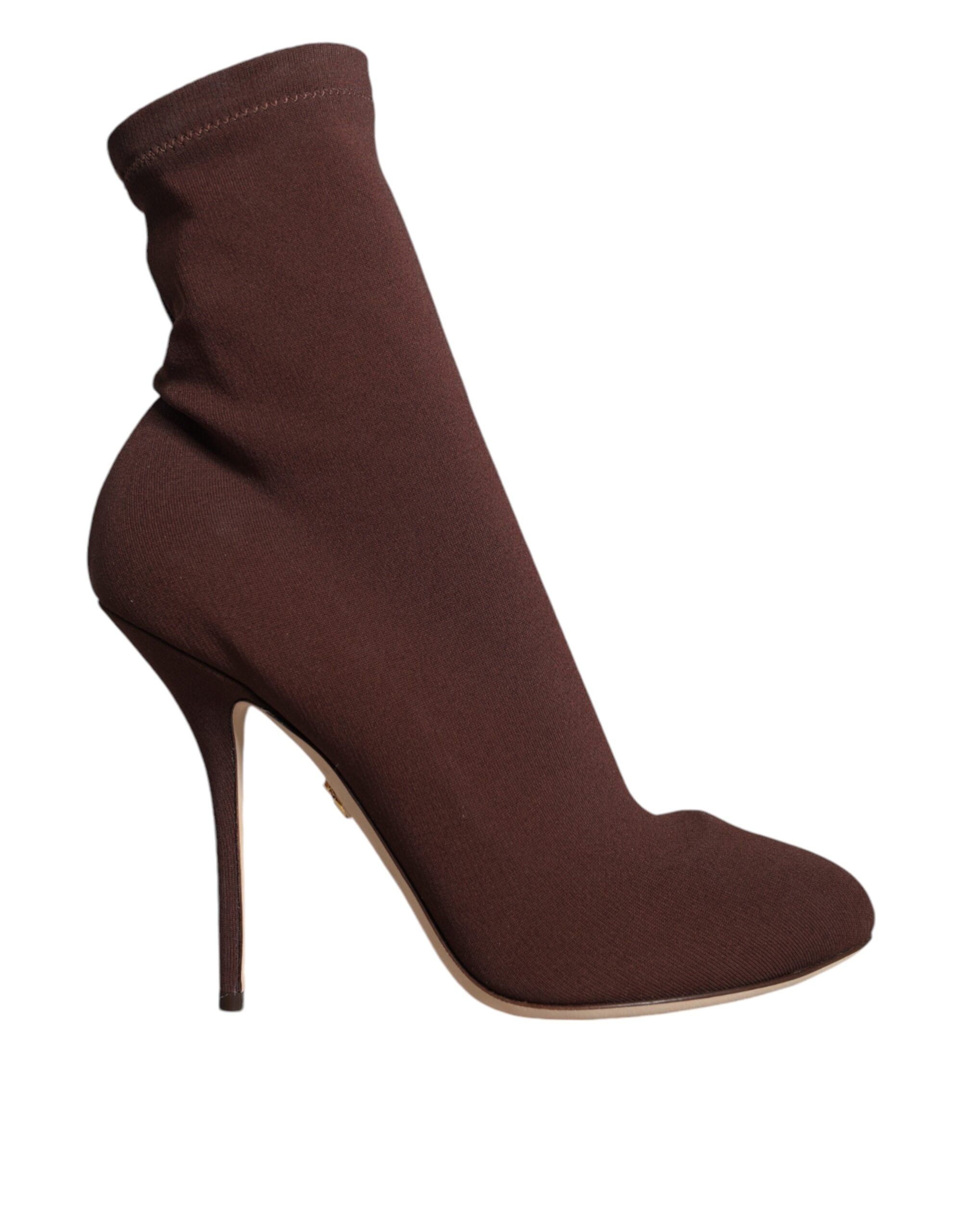 Dolce &amp; Gabbana Braune Stiletto-Absätze Socken Stiefeletten Schuhe