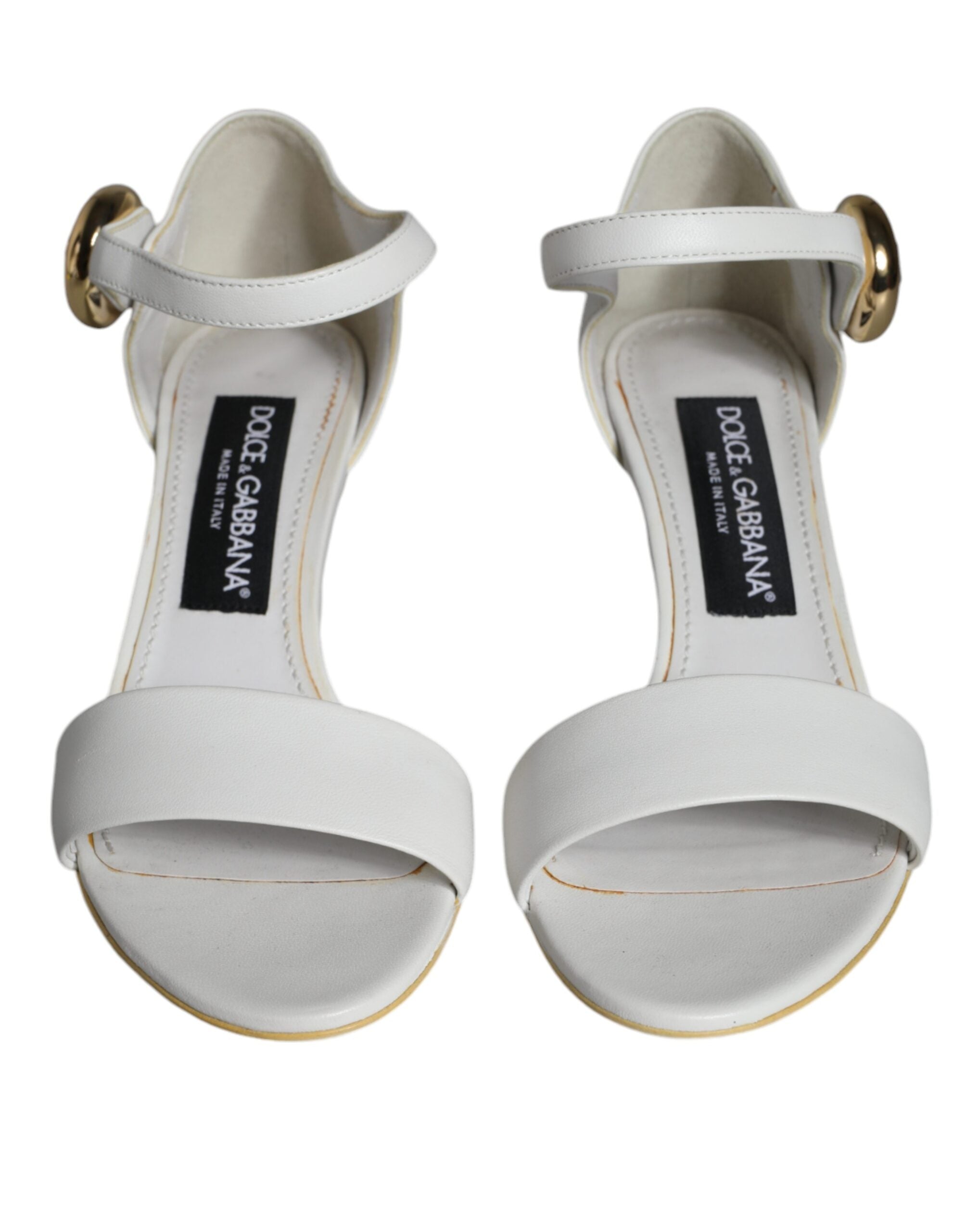 Dolce &amp; Gabbana Weiße Leder Heels Keira Sandalen Schuhe