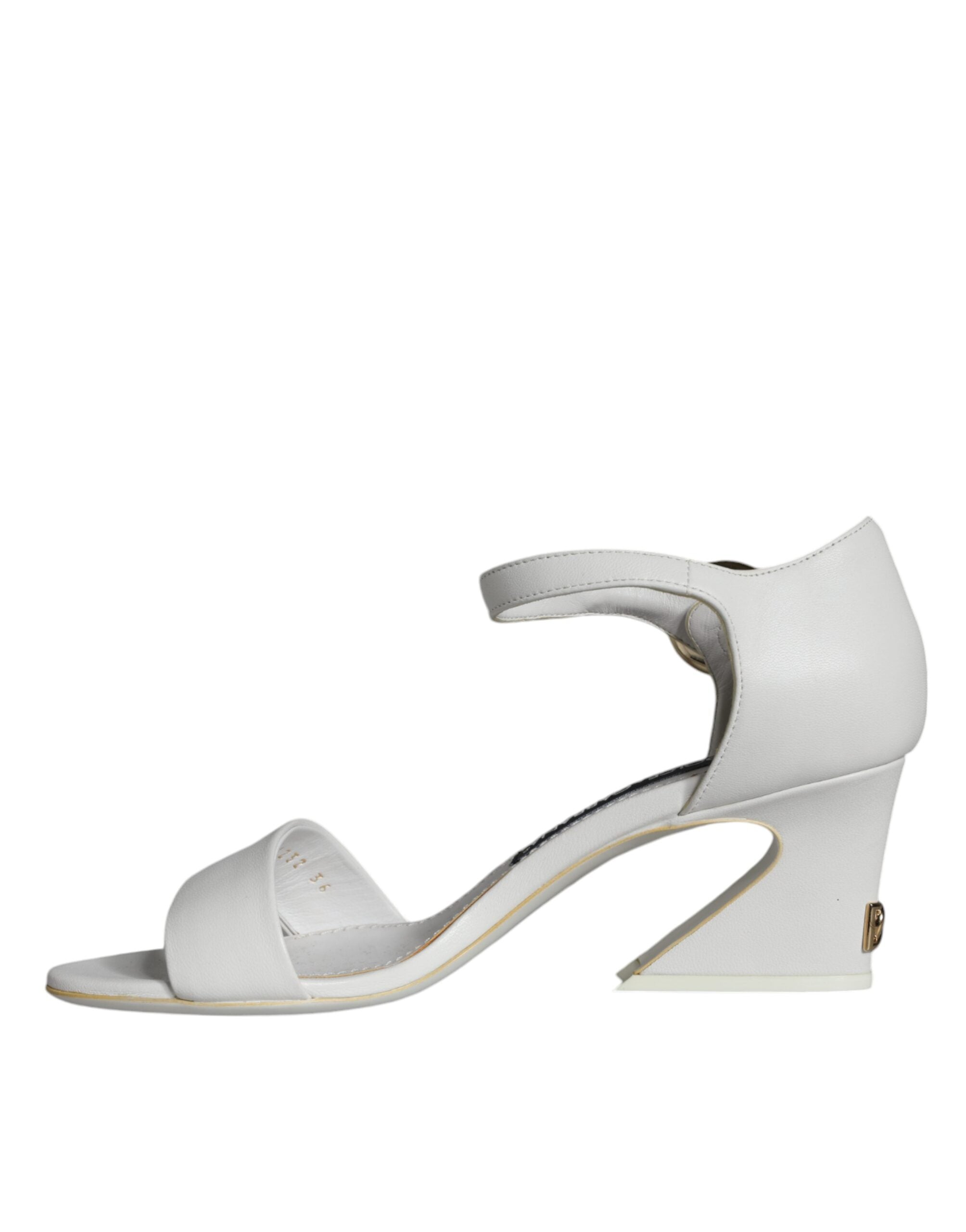 Dolce &amp; Gabbana Weiße Leder Heels Keira Sandalen Schuhe