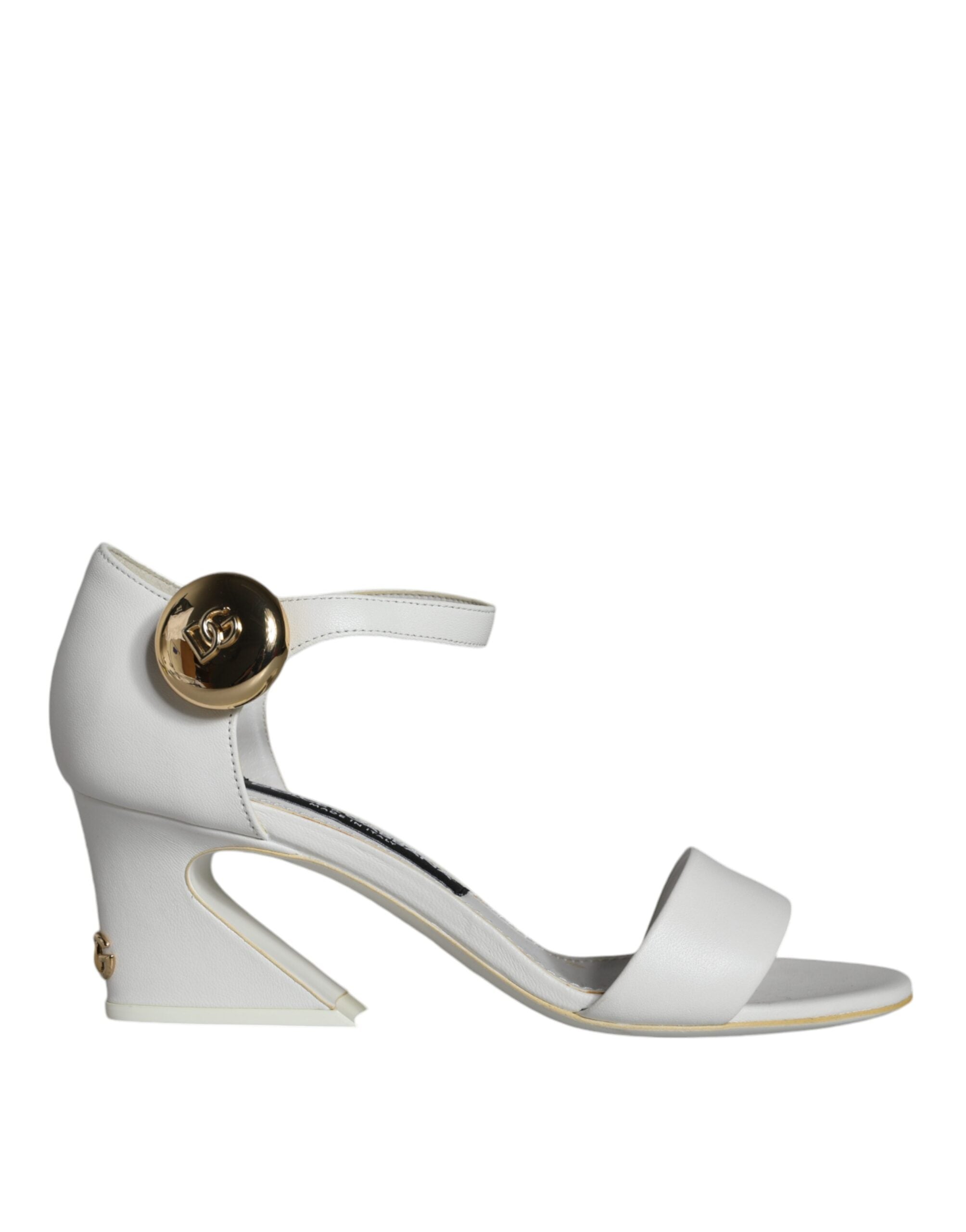 Dolce &amp; Gabbana Weiße Leder Heels Keira Sandalen Schuhe