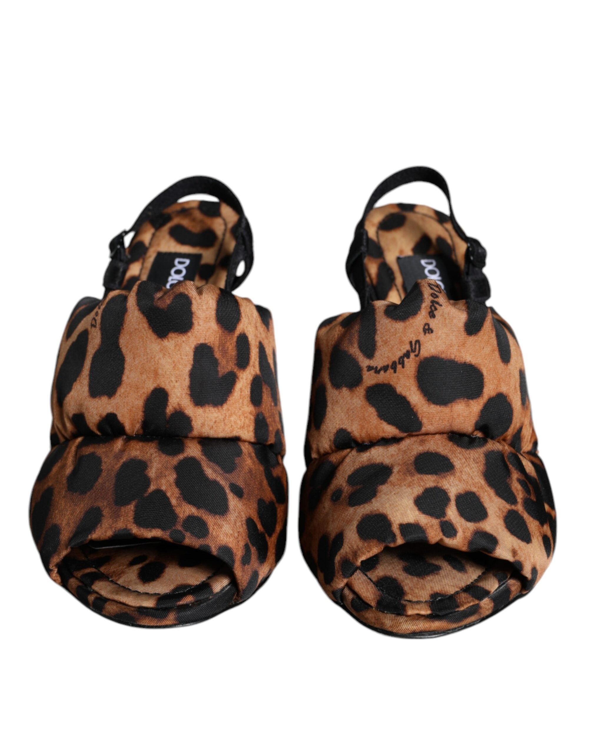 Dolce &amp; Gabbana Braune Keira Slingback-Sandalen mit Leopardenmuster