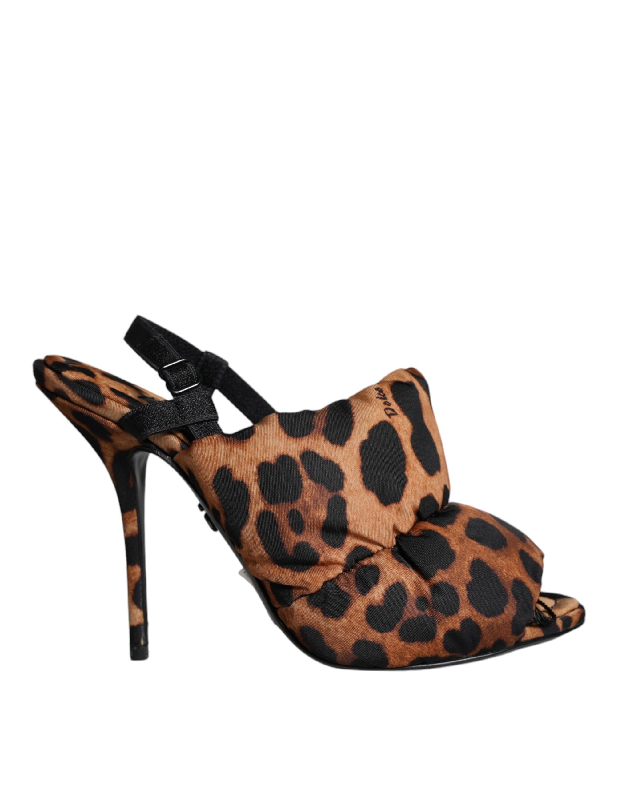 Dolce &amp; Gabbana Braune Keira Slingback-Sandalen mit Leopardenmuster