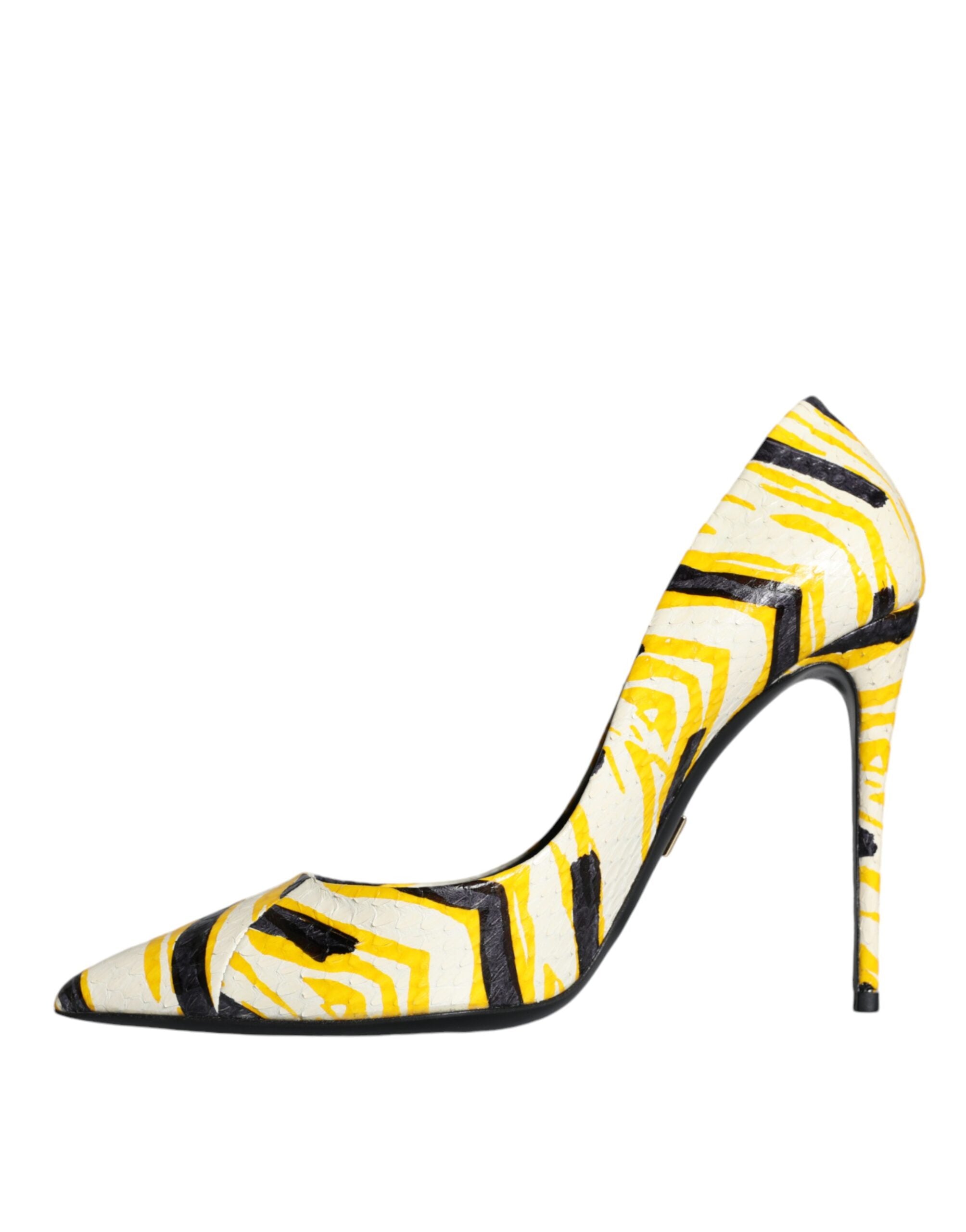 Pantofi cu toc înalt din piele cu dungi multicolore Dolce &amp; Gabbana