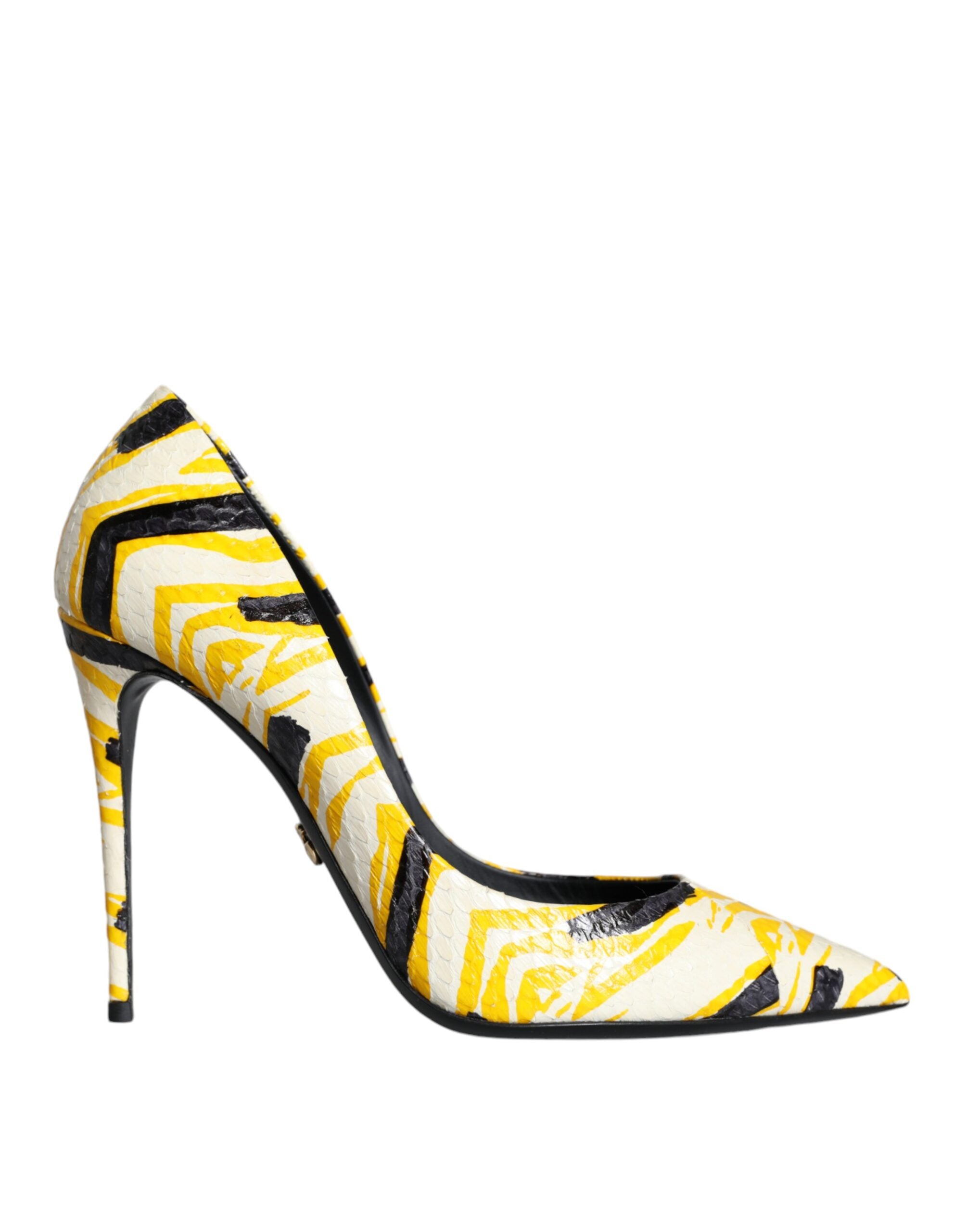 Dolce &amp; Gabbana Mehrfarbige Streifen Leder High Heels Pumps Schuhe