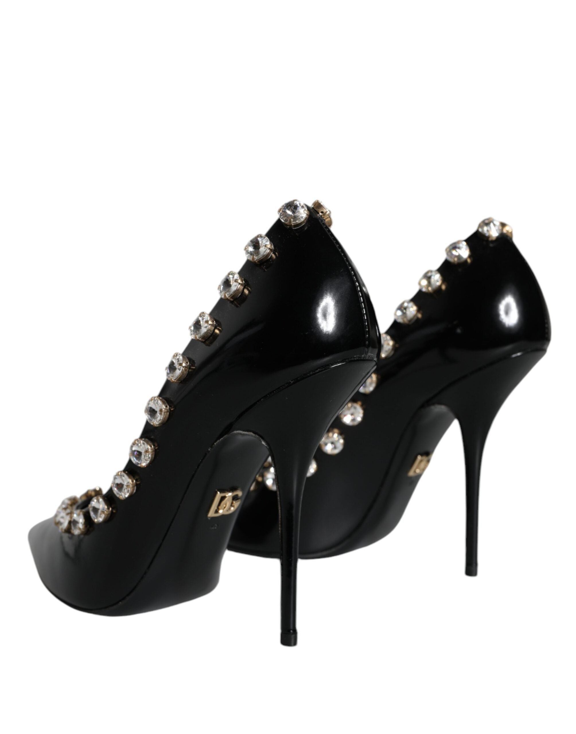Dolce &amp; Gabbana Schwarze Kristalle Leder High Heels Pumps Schuhe