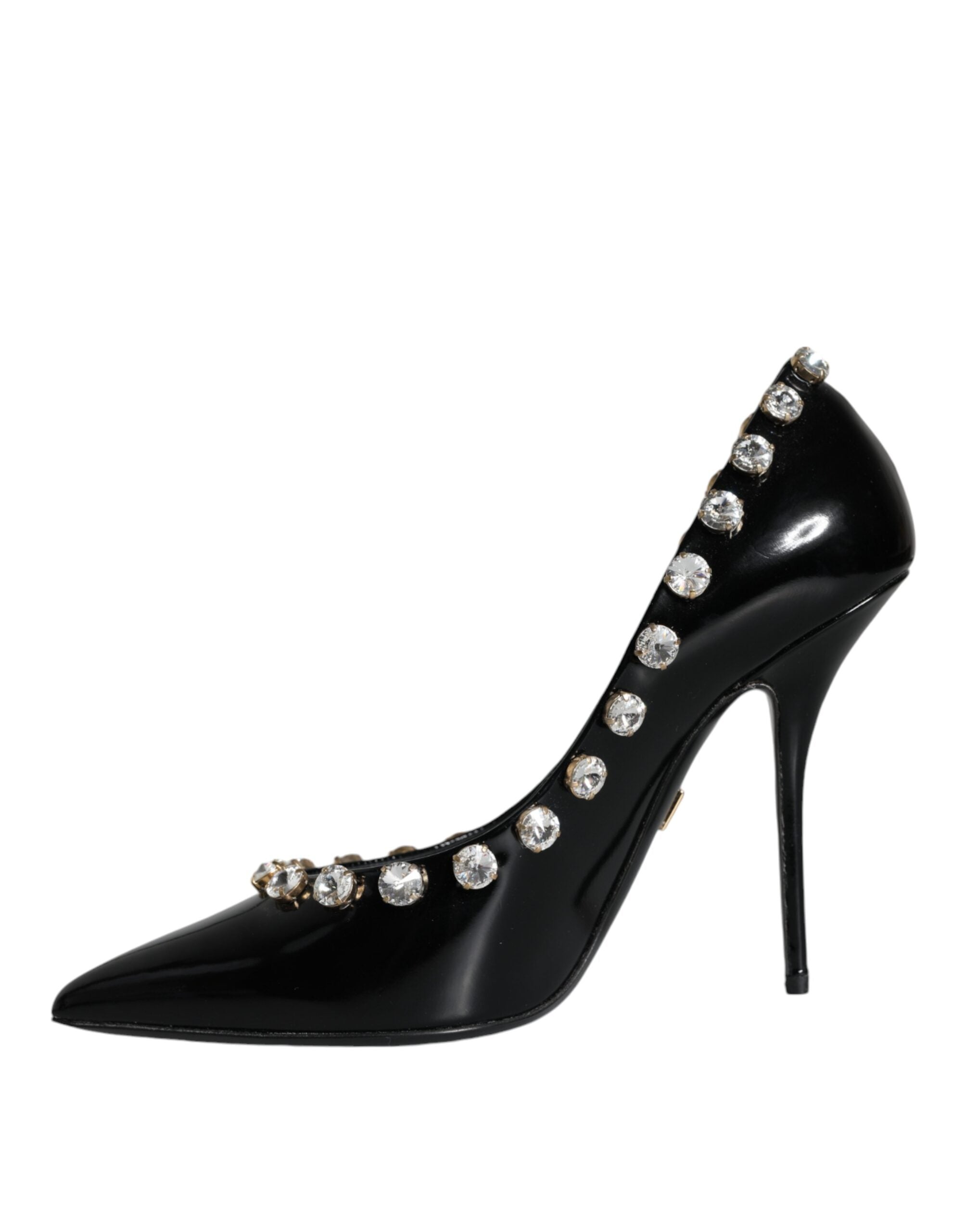 Dolce &amp; Gabbana Schwarze Kristalle Leder High Heels Pumps Schuhe