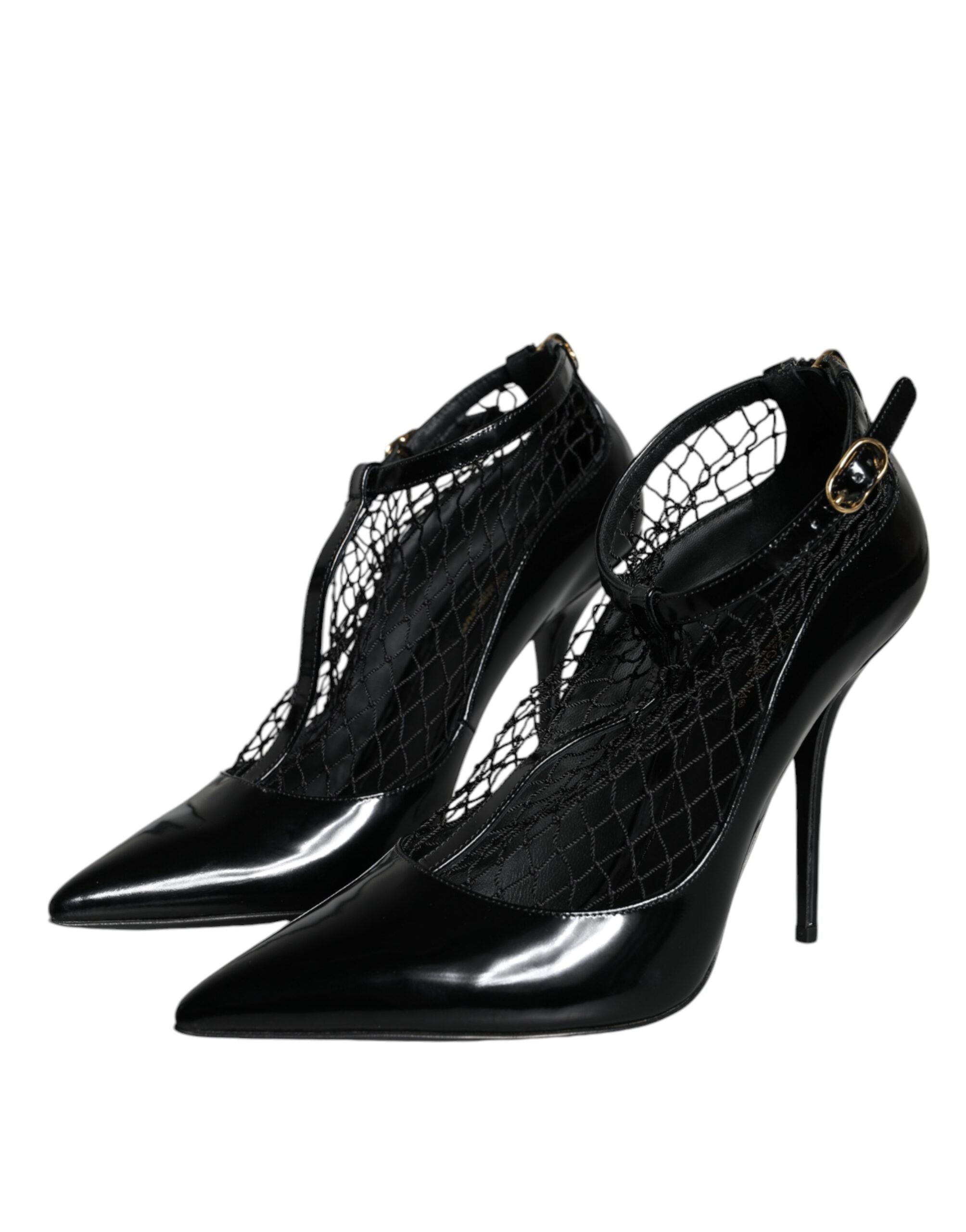 Pantofi cu toc Dolce &amp; Gabbana din piele naturală neagră cu plasă