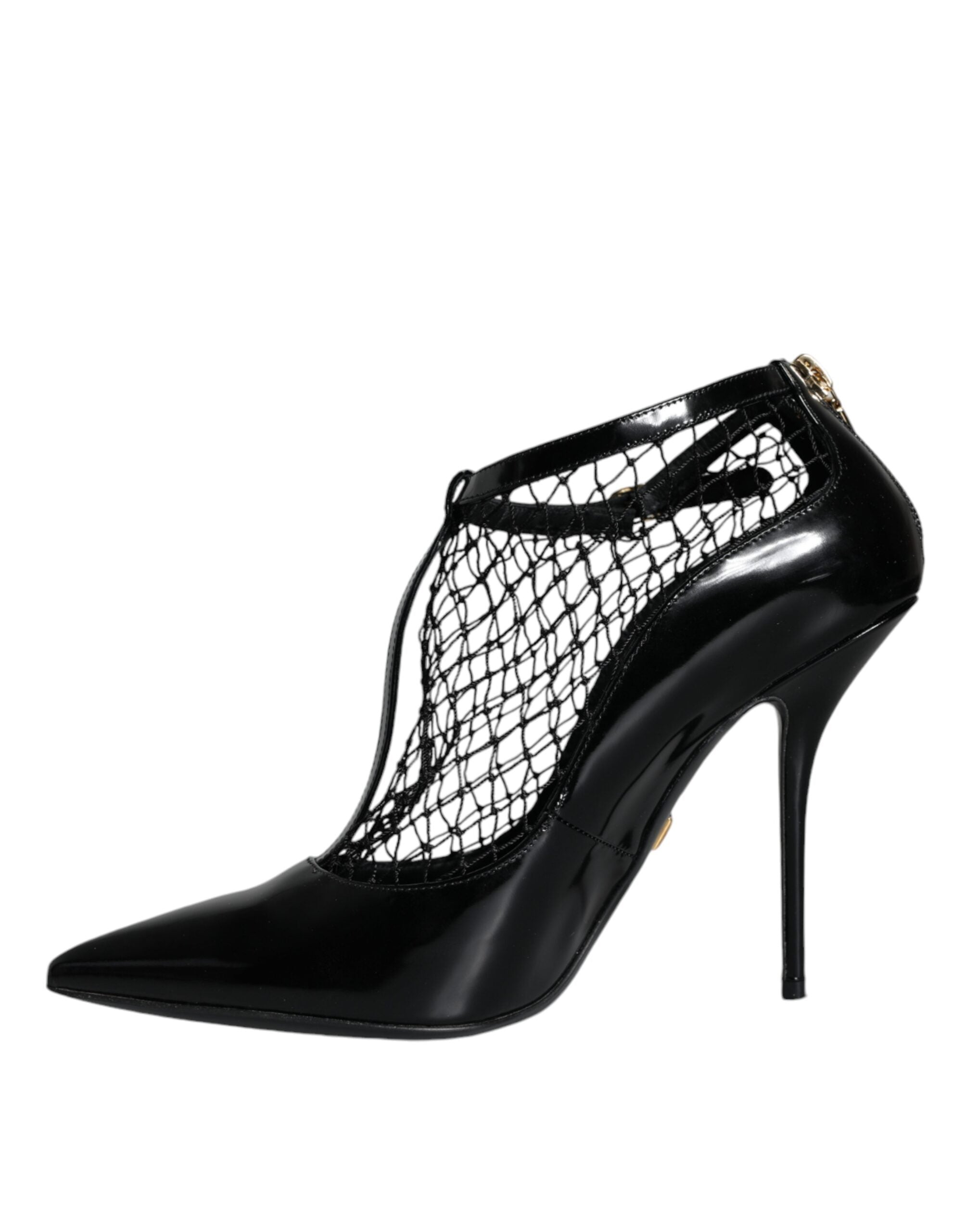 Pantofi cu toc Dolce &amp; Gabbana din piele naturală neagră cu plasă