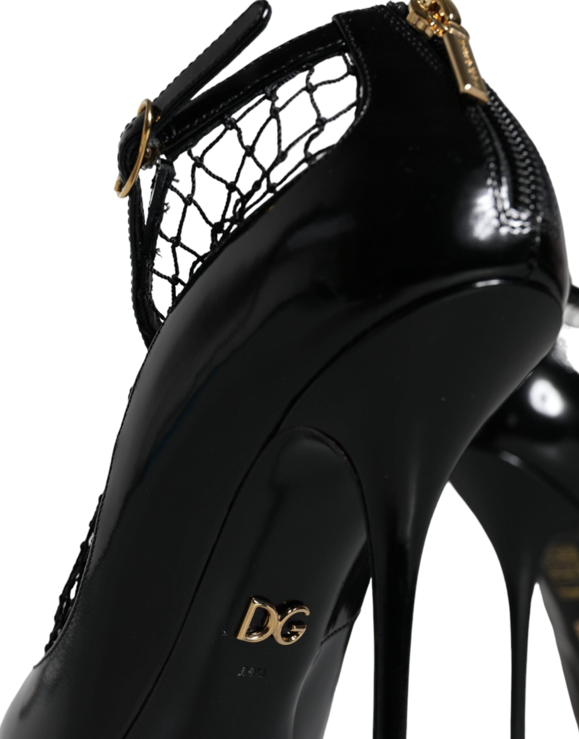 Pantofi cu toc Dolce &amp; Gabbana din piele naturală neagră cu plasă
