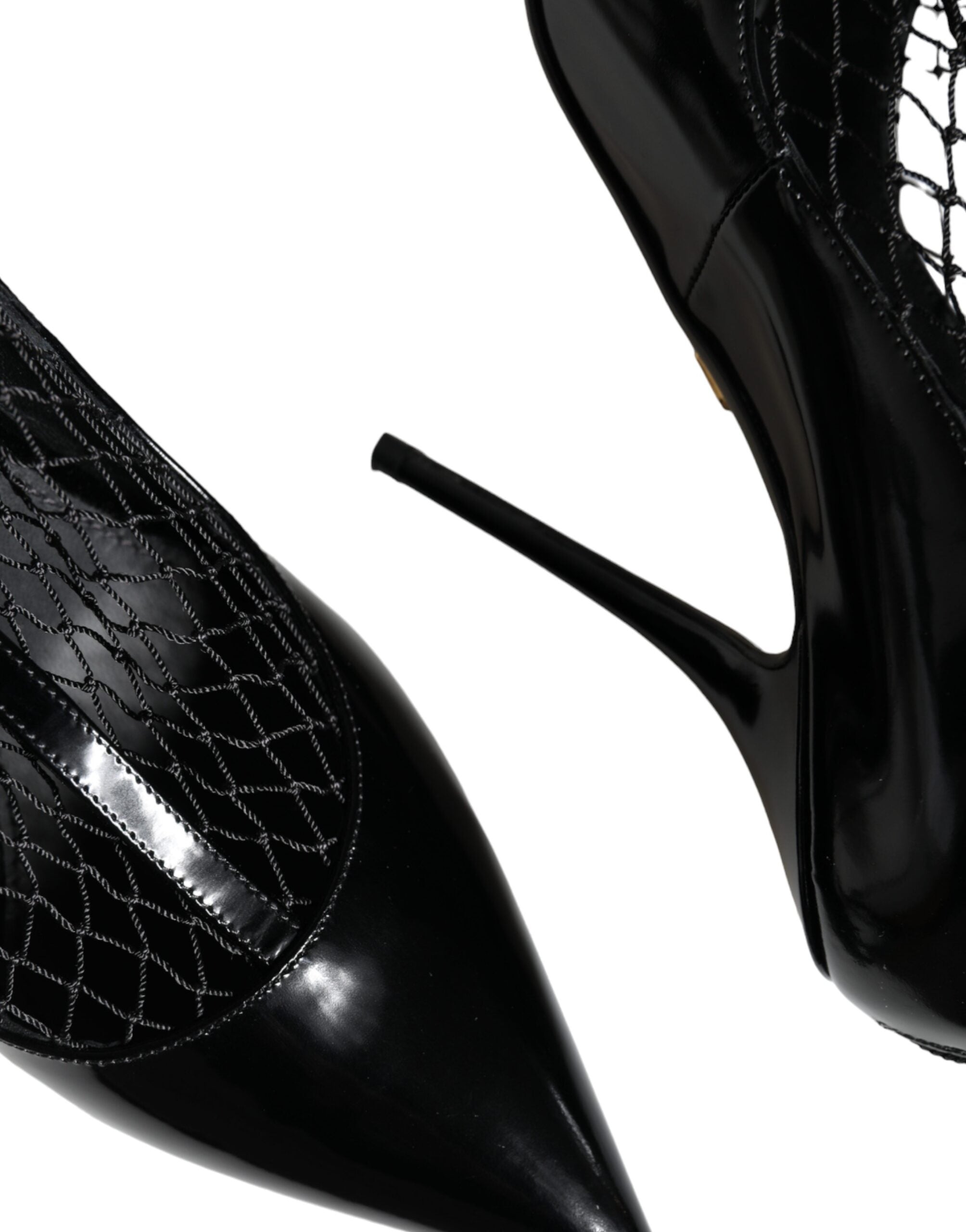 Pantofi cu toc Dolce &amp; Gabbana din piele naturală neagră cu plasă