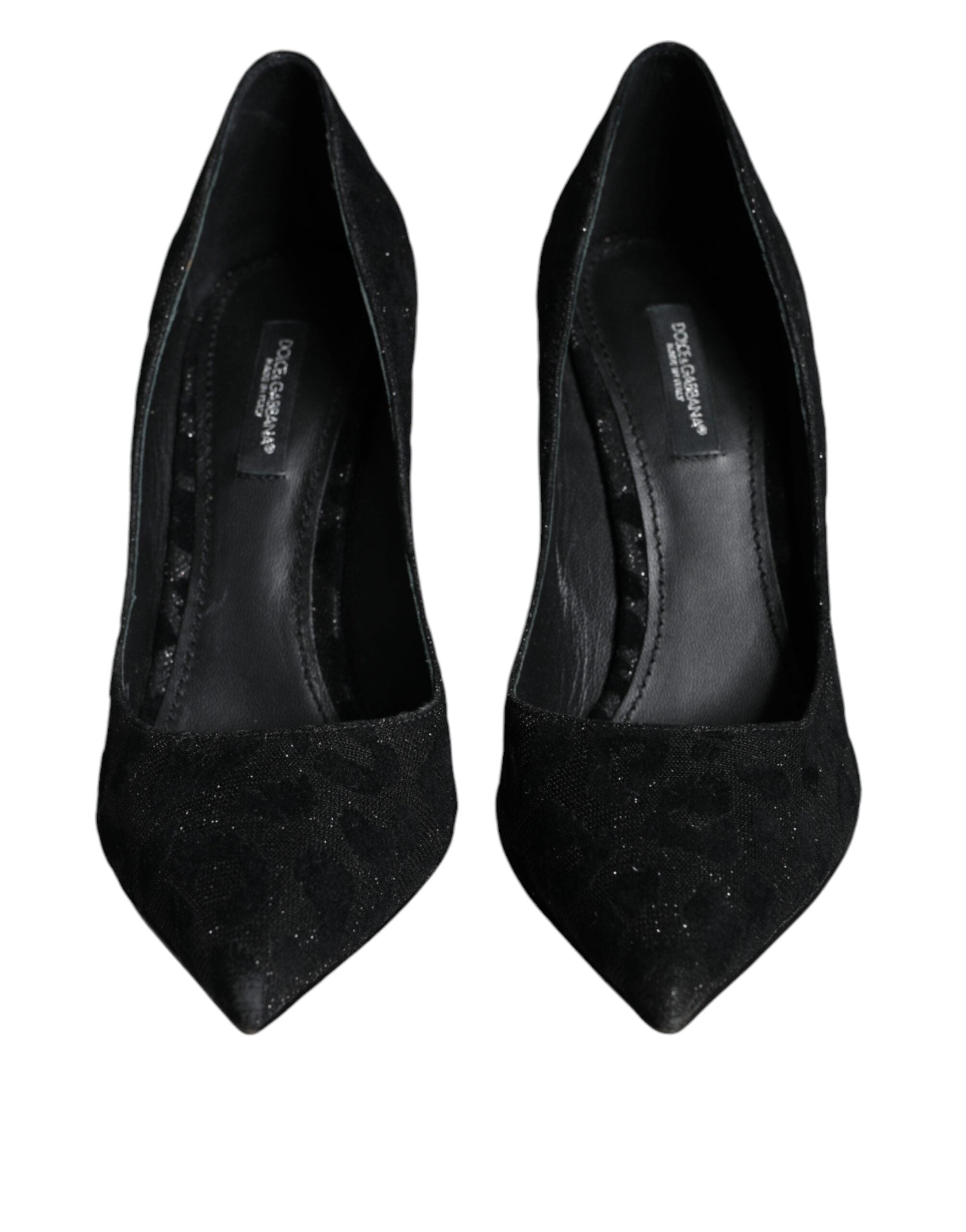 Dolce &amp; Gabbana Schwarze Pumps mit Leopardenmuster und Lurex-Absatz