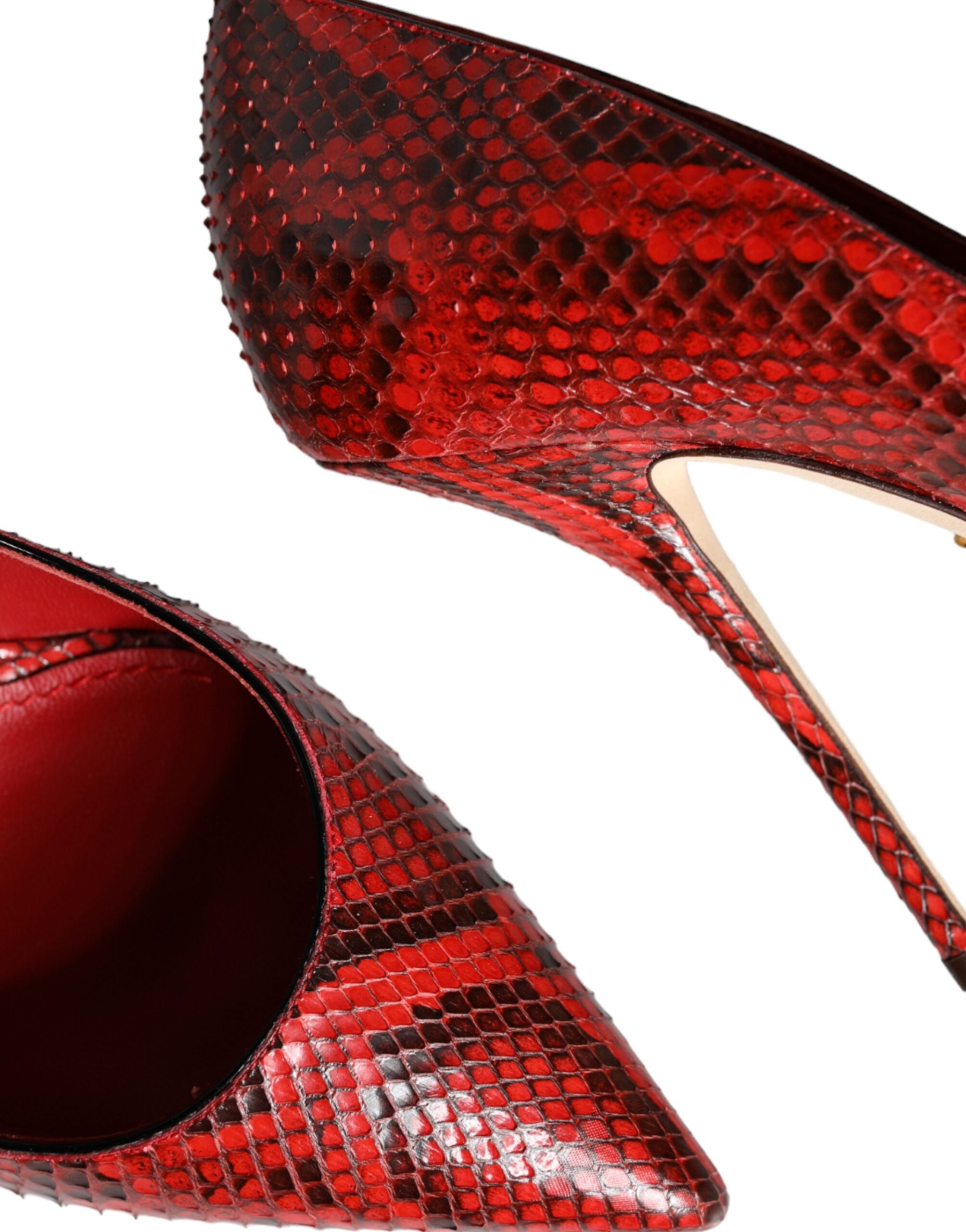 Dolce &amp; Gabbana Rote Leder Stiletto High Heels Pumps Schuhe