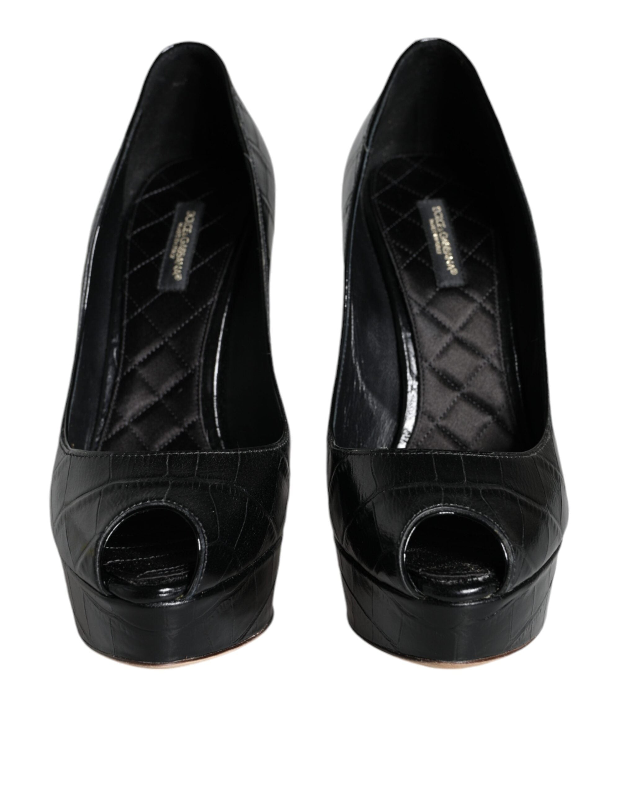 Dolce &amp; Gabbana Schwarze Pumps aus Leder mit Plateauabsatz