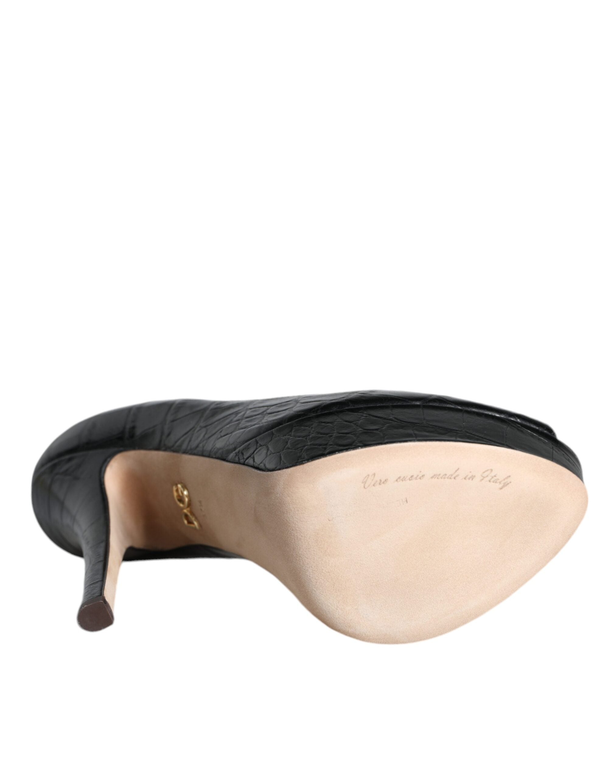 Pantofi cu toc platforma din piele neagră Dolce &amp; Gabbana