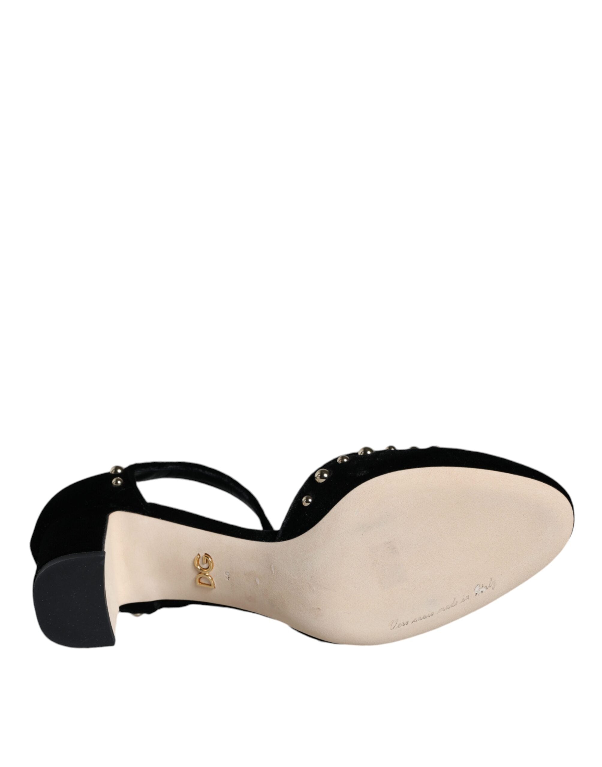 Dolce &amp; Gabbana – Pumps mit Knöchelriemen und Rosenmuster in Schwarz