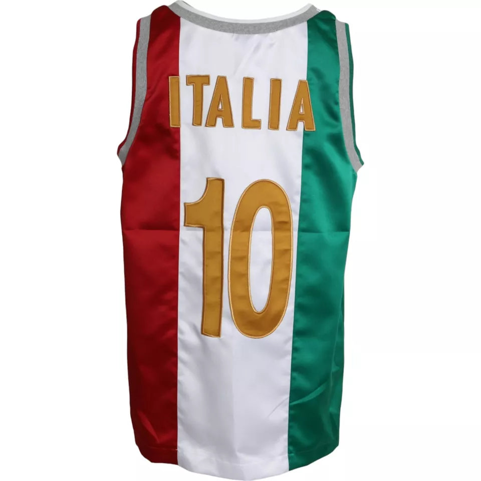 Dolce &amp; Gabbana Weiß-Grünes ärmelloses Top mit italienischer Flagge