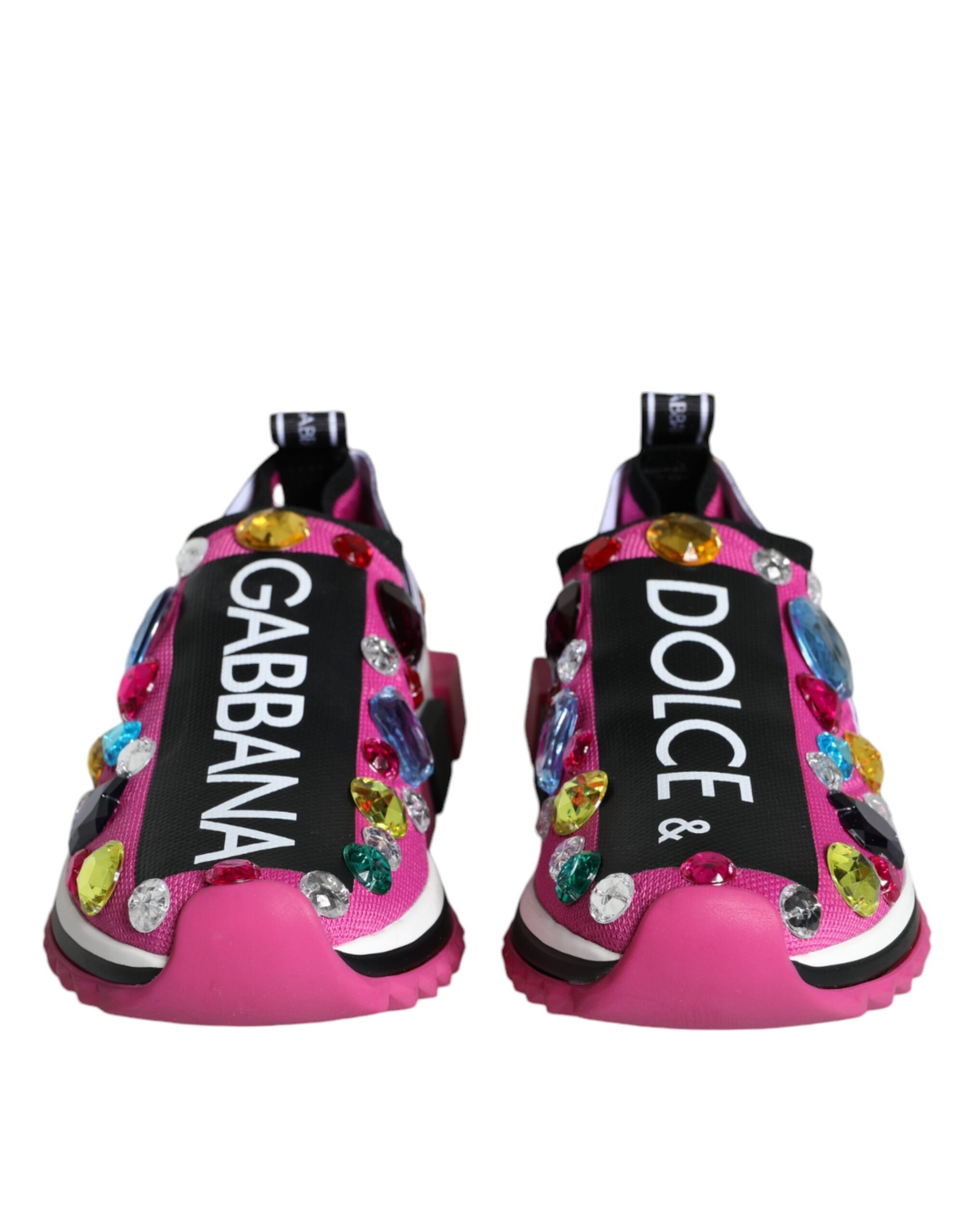 Dolce &amp; Gabbana Rosa Sorrento Kristalle Low Top Sneakers Schuhe