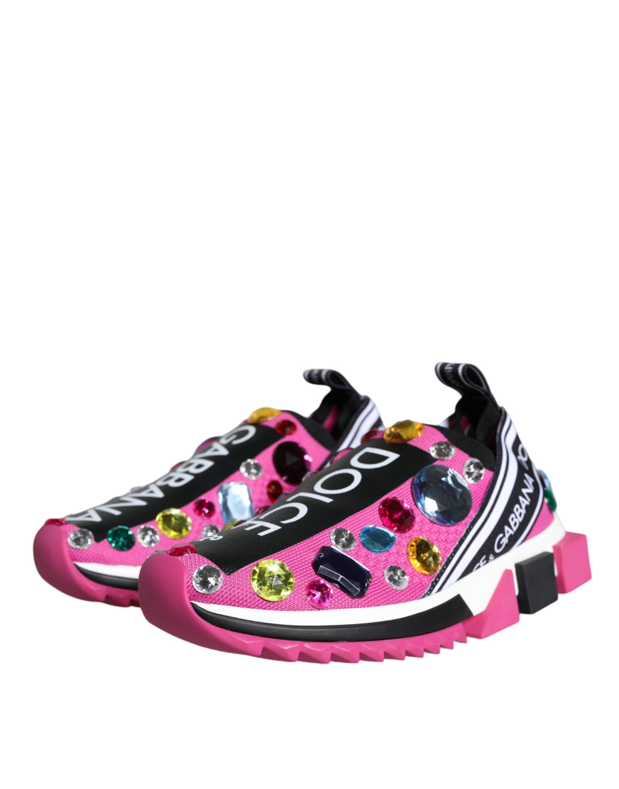 Dolce &amp; Gabbana Rosa Sorrento Kristalle Low Top Sneakers Schuhe