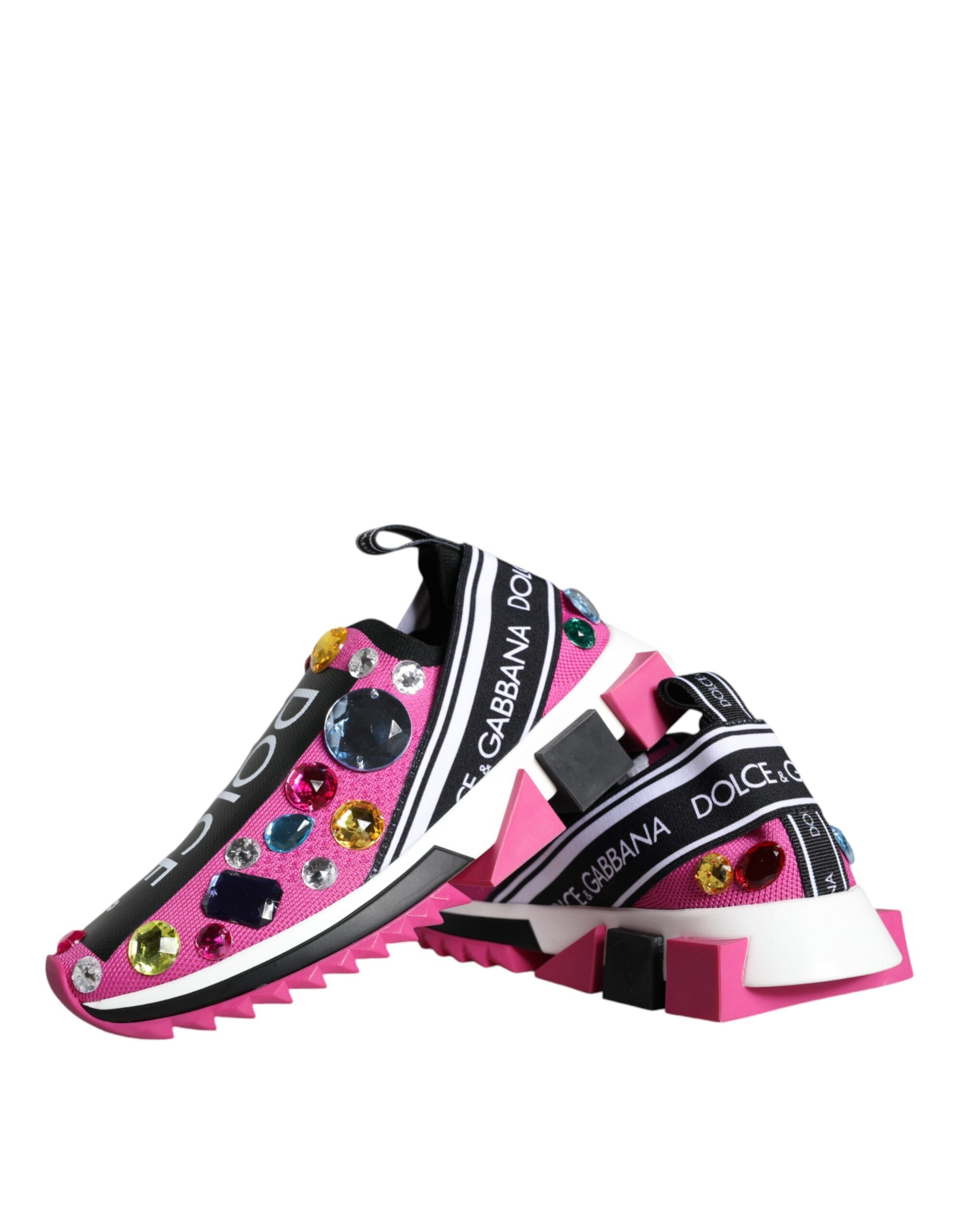 Dolce &amp; Gabbana Rosa Sorrento Kristalle Low Top Sneakers Schuhe