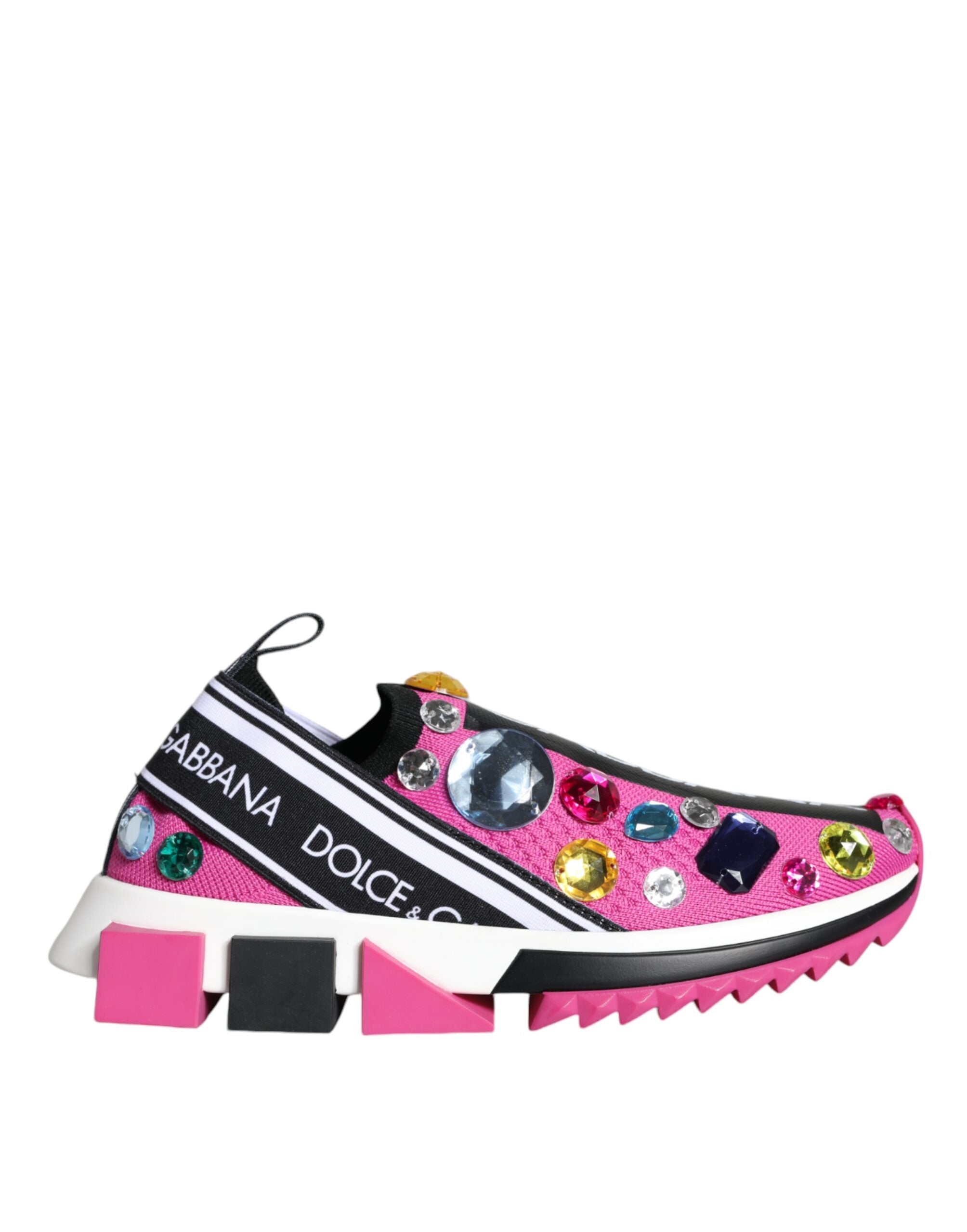 Dolce &amp; Gabbana Rosa Sorrento Kristalle Low Top Sneakers Schuhe