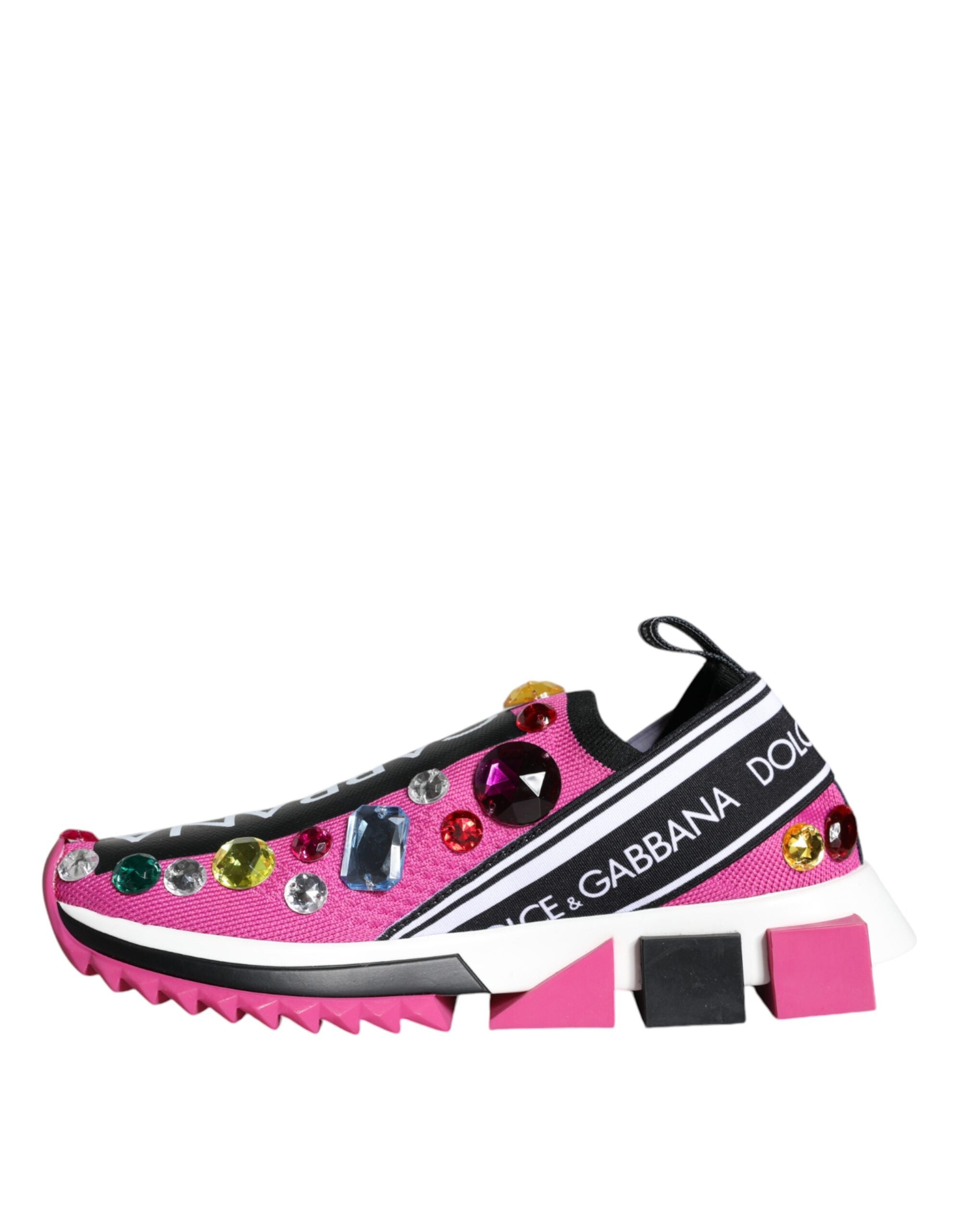 Dolce &amp; Gabbana Rosa Sorrento Kristalle Low Top Sneakers Schuhe