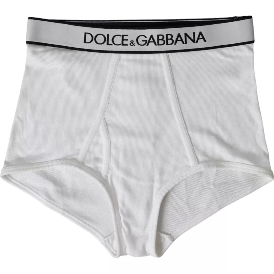 Lenjerie intimă Dolce &amp; Gabbana din bumbac alb elastic cu logo de brand