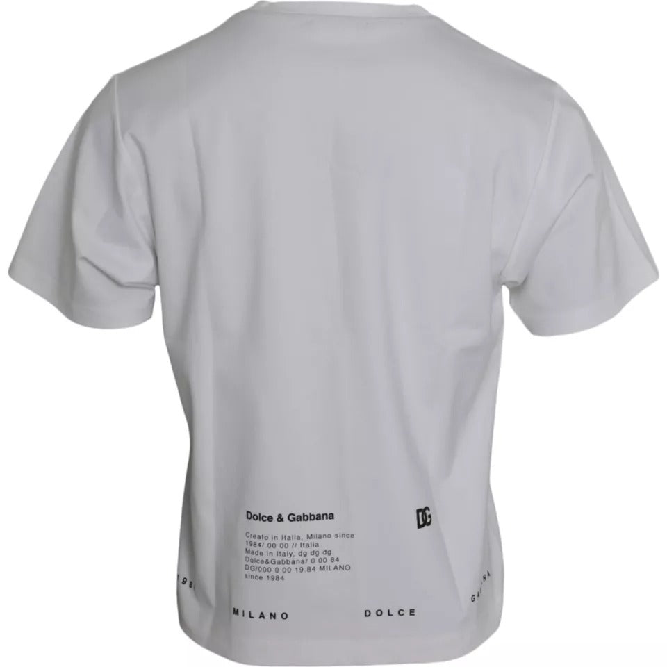 Dolce &amp; Gabbana – Weißes Herren-T-Shirt aus Baumwolle mit rotem Lippen-Print