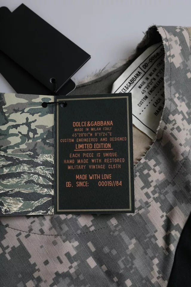 Dolce &amp; Gabbana Mehrfarbiges Camouflage-T-Shirt aus Baumwolle mit Rundhalsausschnitt für Herren