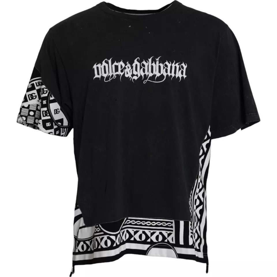 Tricou Dolce &amp; Gabbana negru cu mânecă scurtă din bumbac cu imprimeu grafic
