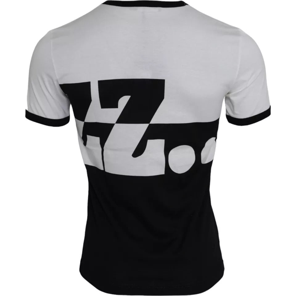Tricou Dolce &amp; Gabbana cu mânecă scurtă din bumbac și imprimeu Jazz negru și alb