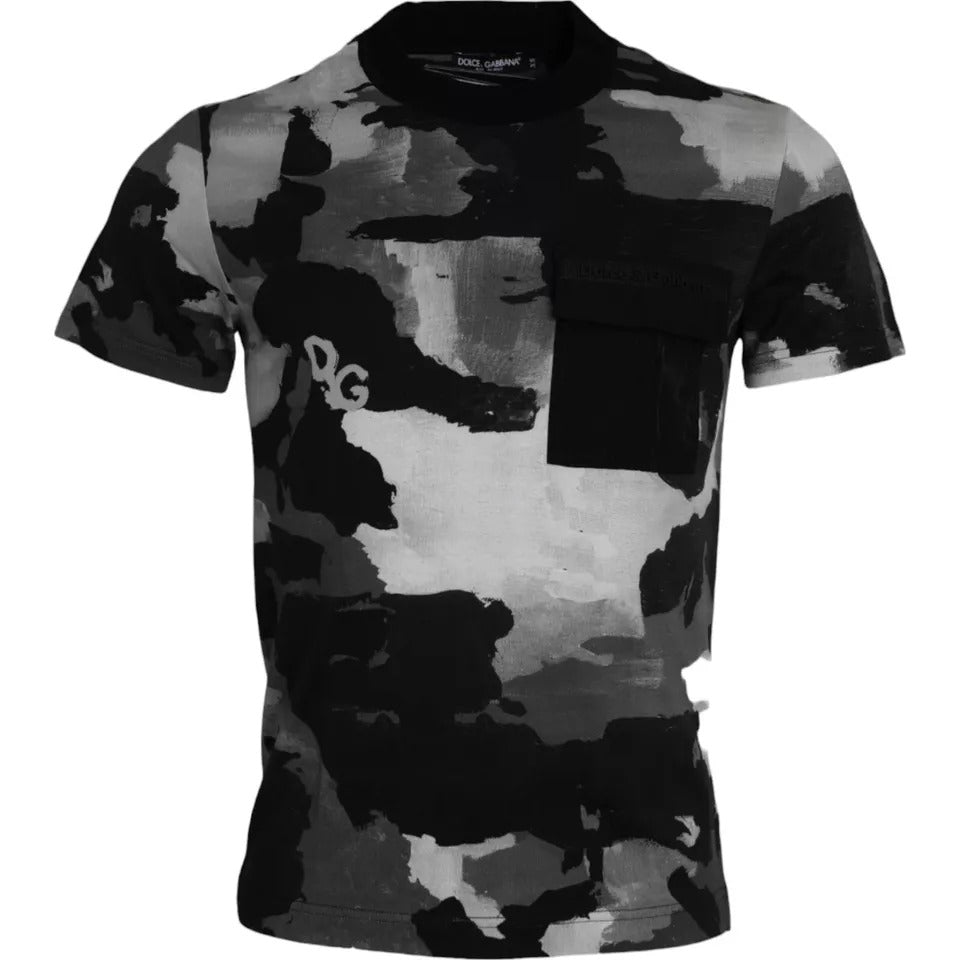 Tricou Dolce &amp; Gabbana cu guler rotund din bumbac multicolor camuflaj