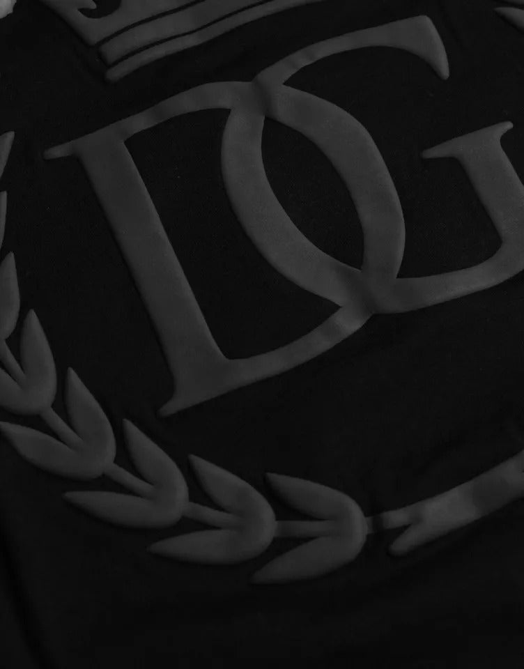 Tricou Dolce &amp; Gabbana cu guler rotund din bumbac și logo negru în relief