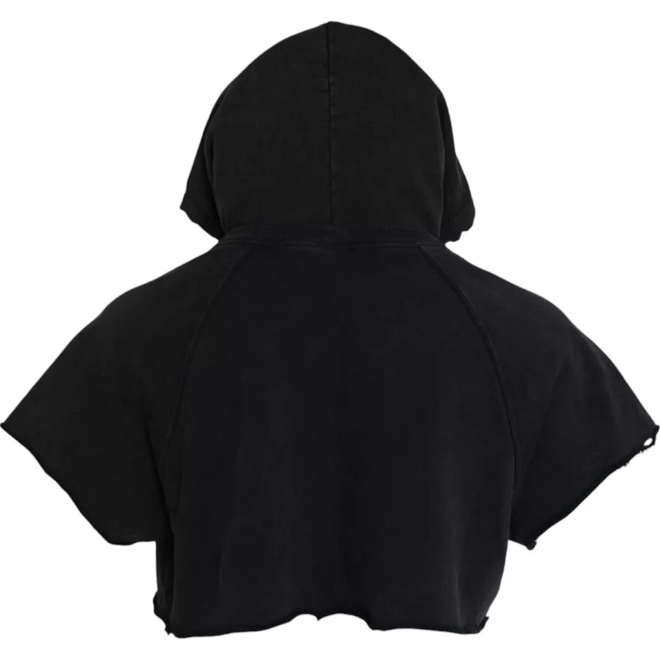 Tricou scurt cu glugă și mânecă scurtă din bumbac negru Dolce &amp; Gabbana