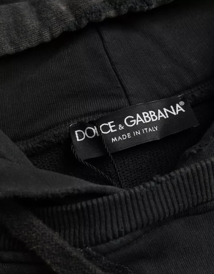 Tricou scurt cu glugă și mânecă scurtă din bumbac negru Dolce &amp; Gabbana