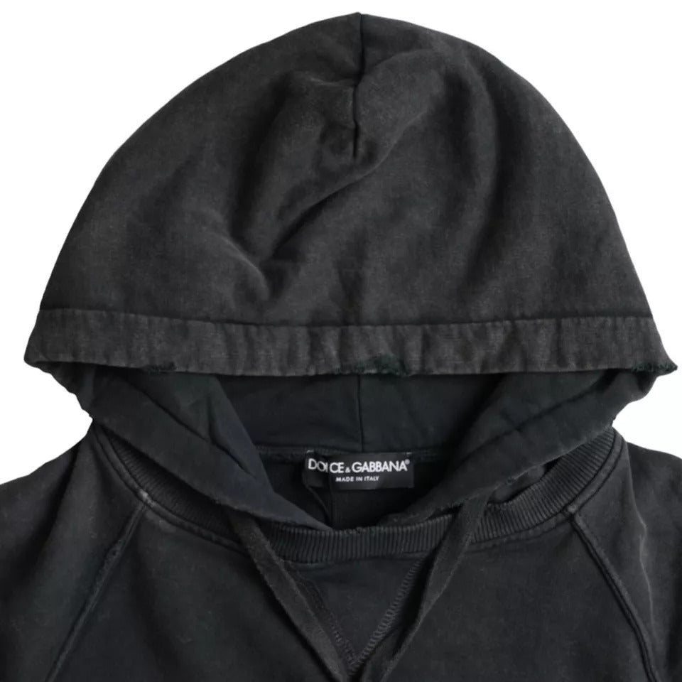 Tricou scurt cu glugă și mânecă scurtă din bumbac negru Dolce &amp; Gabbana