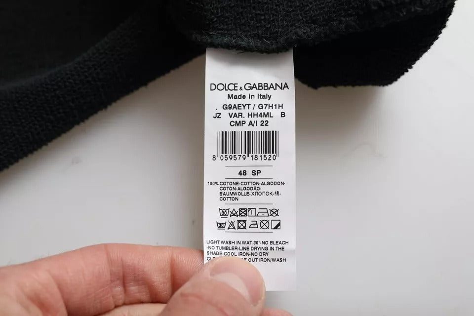 Tricou scurt cu glugă și mânecă scurtă din bumbac negru Dolce &amp; Gabbana