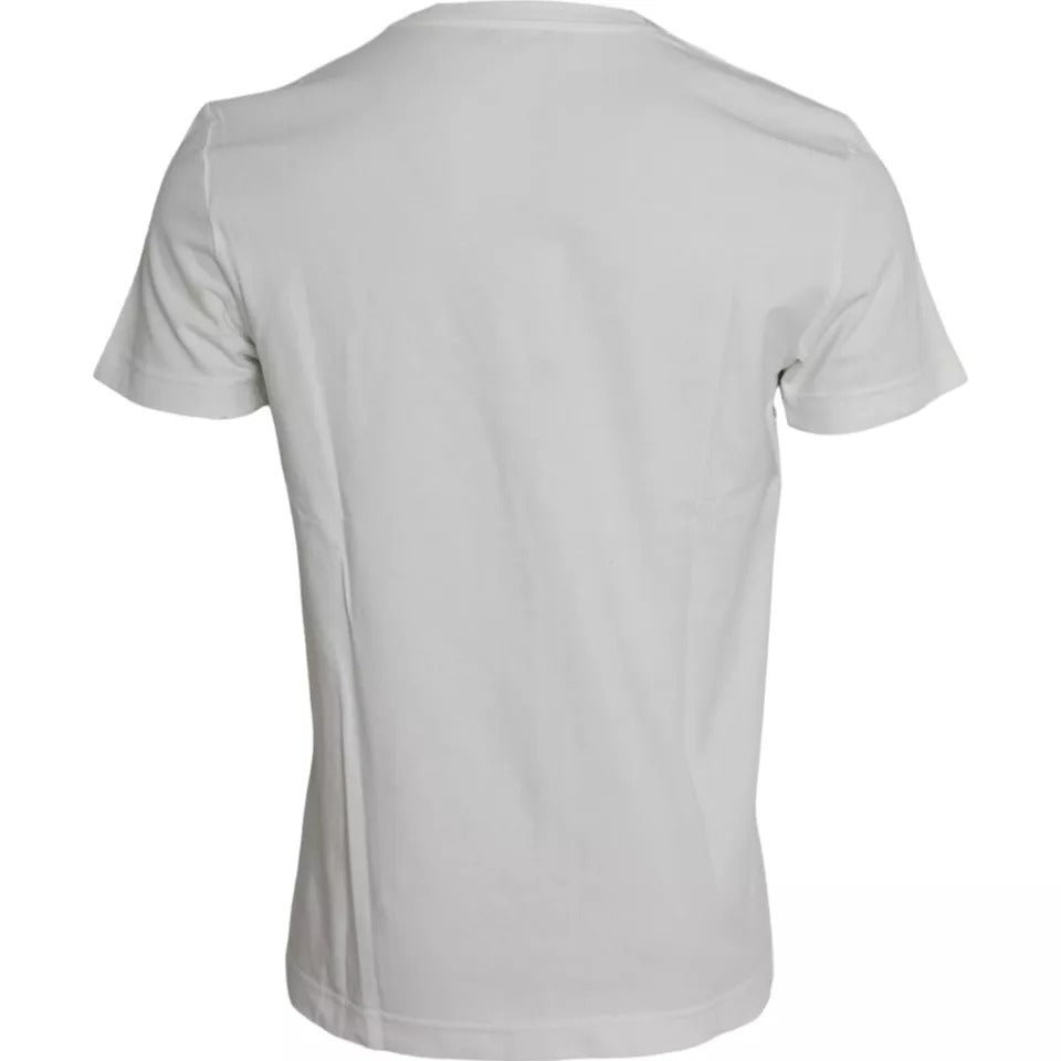 Dolce &amp; Gabbana Tricou bărbătesc cu mânecă scurtă din bumbac și imprimeu bandană alb