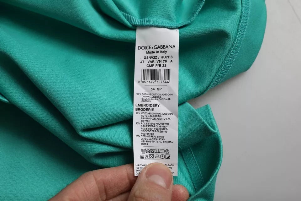 Tricou Dolce &amp; Gabbana din bumbac cu guler rotund și logo verde