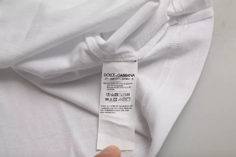 Tricou Dolce &amp; Gabbana cu mânecă scurtă și guler rotund și logo alb