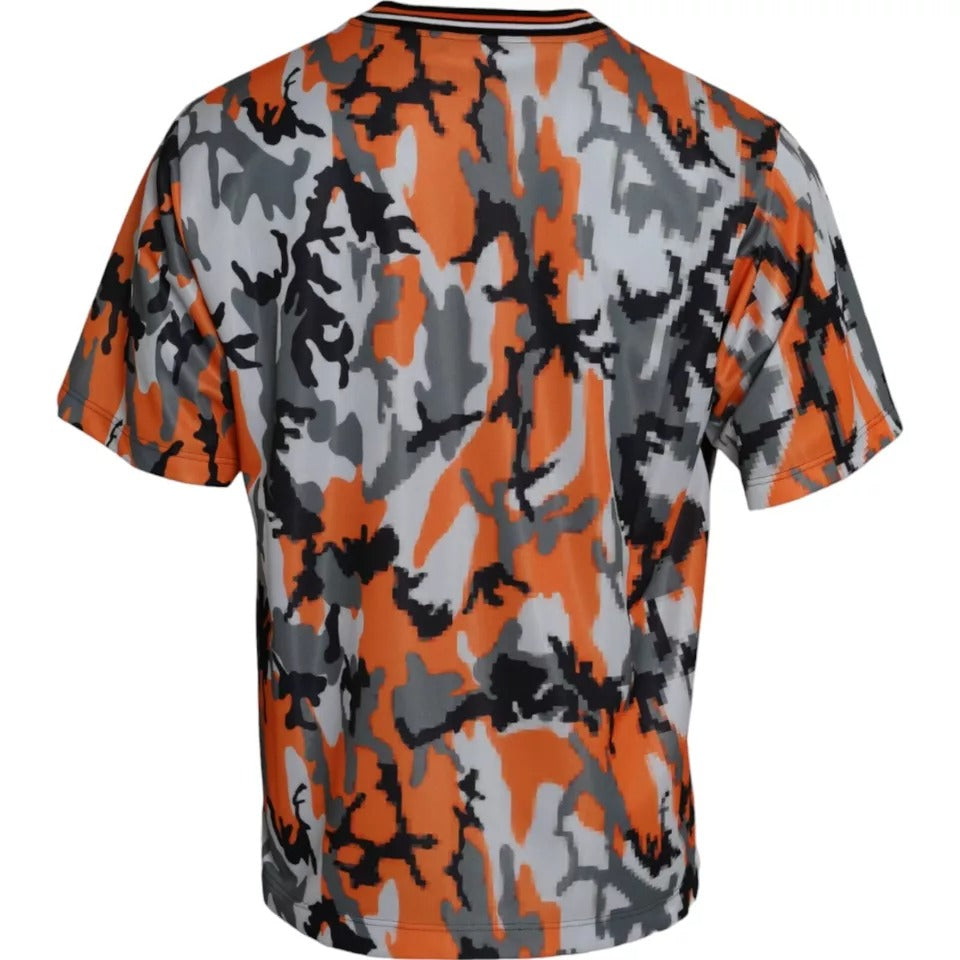 Dolce &amp; Gabbana Mehrfarbiges Camouflage-T-Shirt aus Baumwolle mit Rundhalsausschnitt für Herren