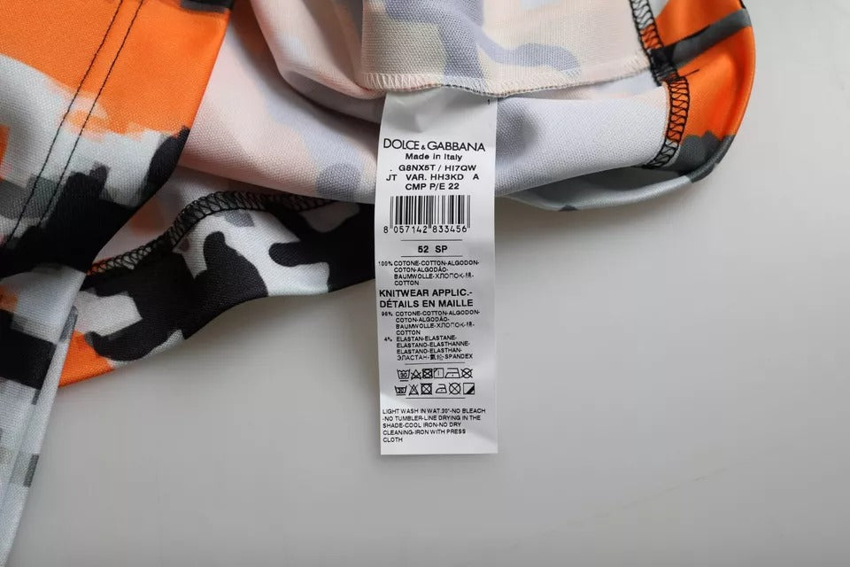 Dolce &amp; Gabbana Tricou bărbați cu guler rotund din bumbac multicolor camuflaj