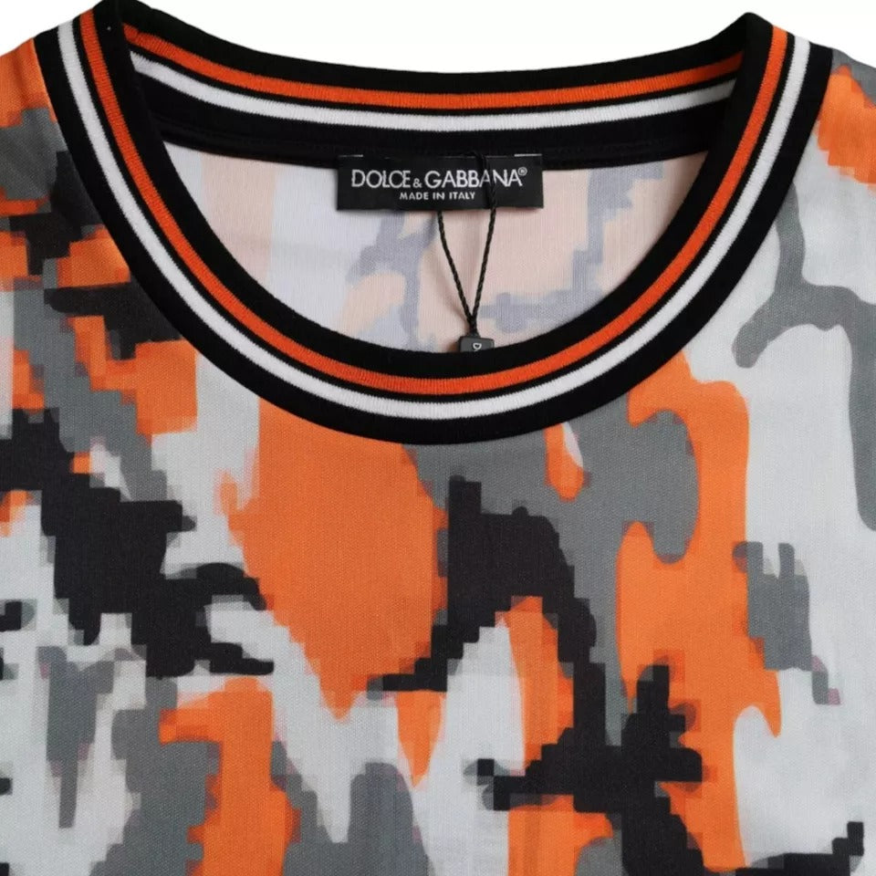 Dolce &amp; Gabbana Mehrfarbiges Camouflage-T-Shirt aus Baumwolle mit Rundhalsausschnitt für Herren