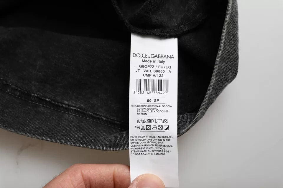 Dolce &amp; Gabbana – Schwarzes Baumwoll-T-Shirt mit Rundhalsausschnitt und Logo-Print für Herren