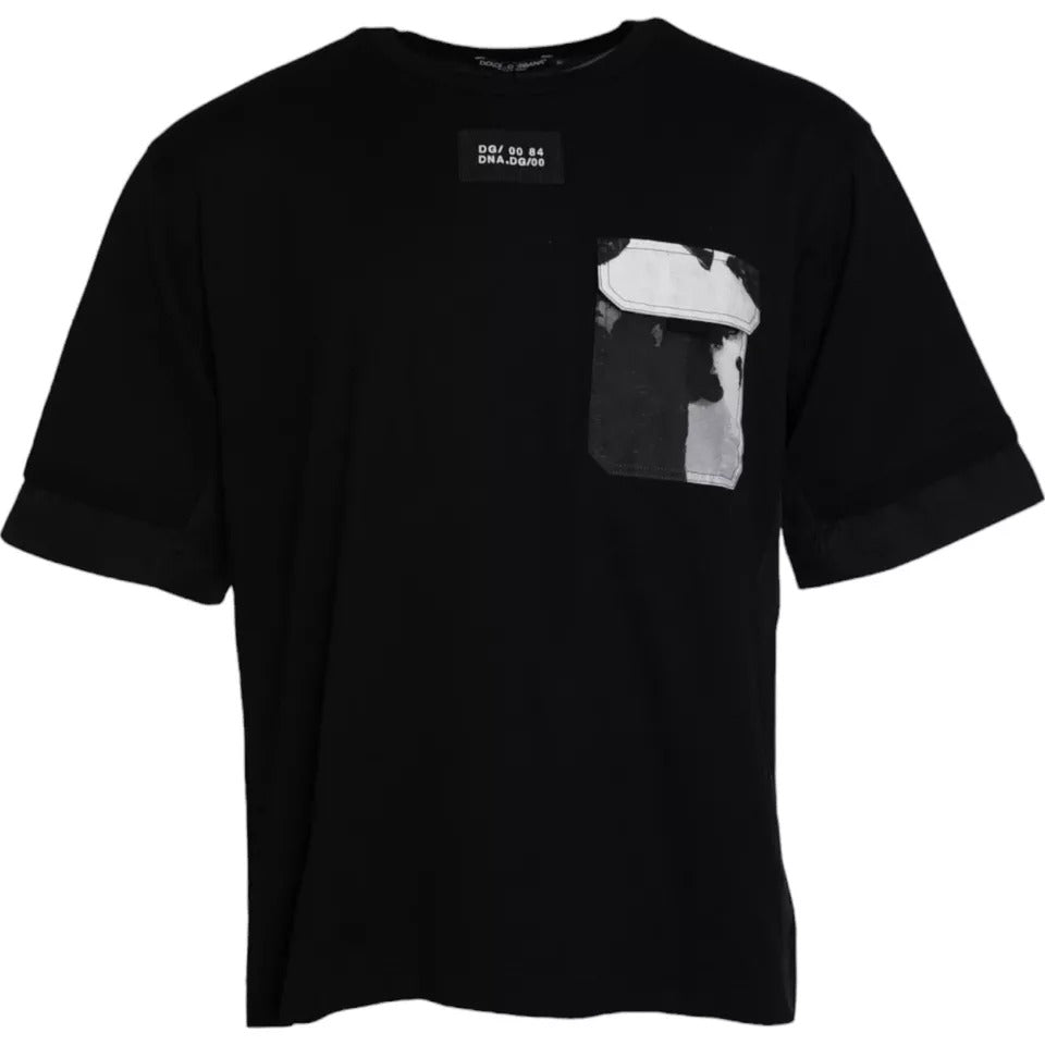 Dolce &amp; Gabbana Tricou negru din bumbac cu mânecă scurtă pentru bărbați