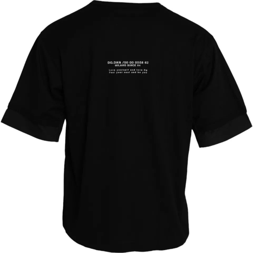Dolce &amp; Gabbana Tricou negru din bumbac cu mânecă scurtă pentru bărbați